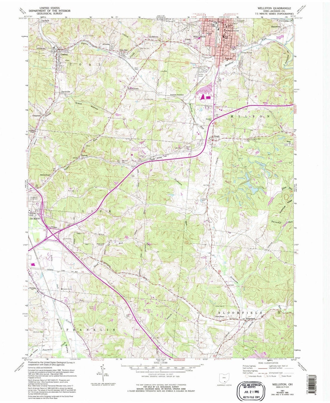 1961 Wellston, OH - Ohio - USGS Topographic Map