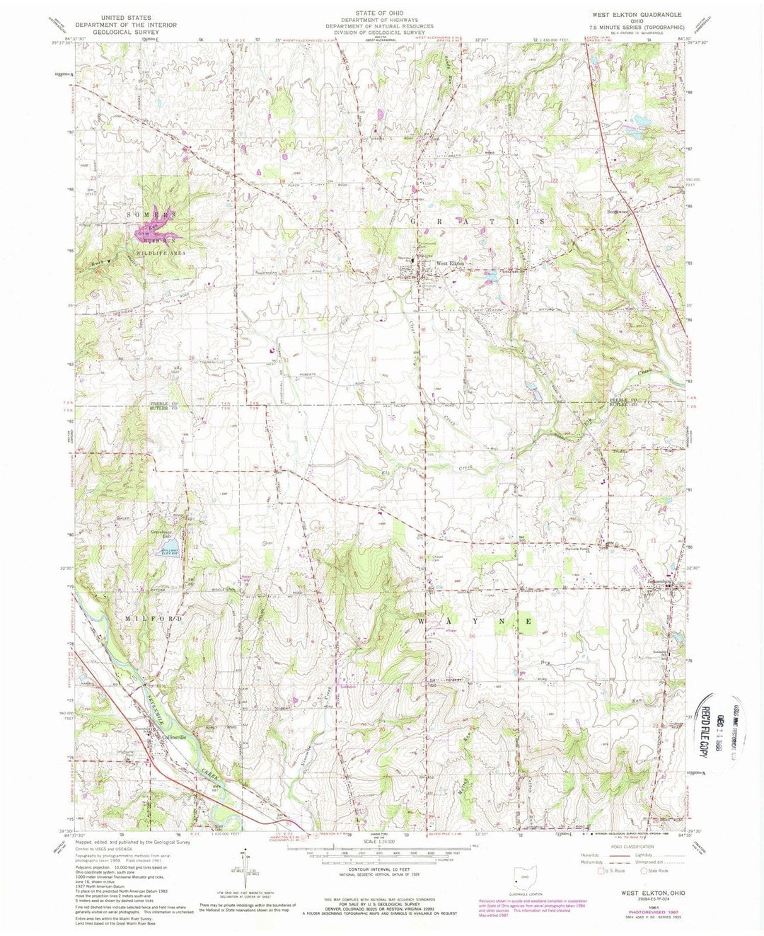 1961 West Elkton, OH - Ohio - USGS Topographic Map