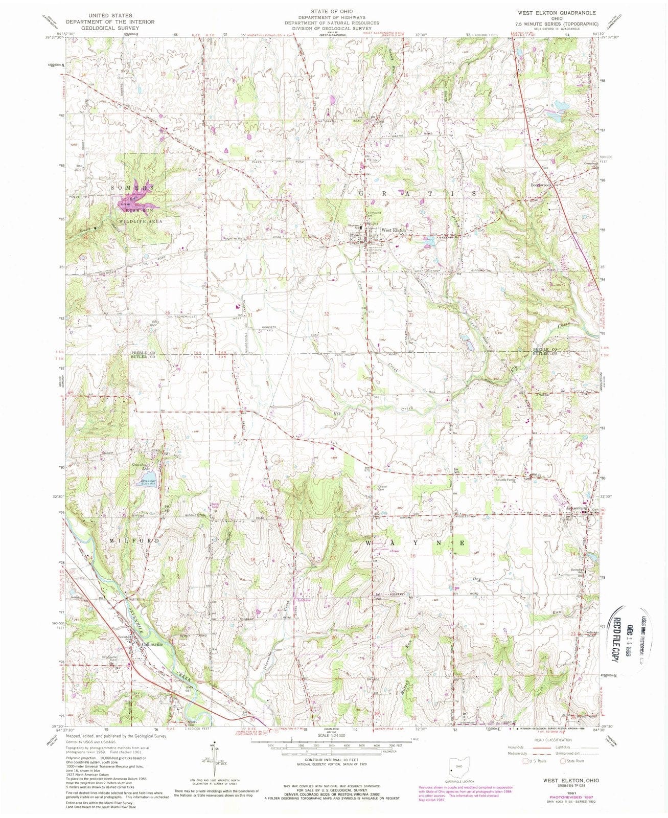 1961 West Elkton, OH - Ohio - USGS Topographic Map