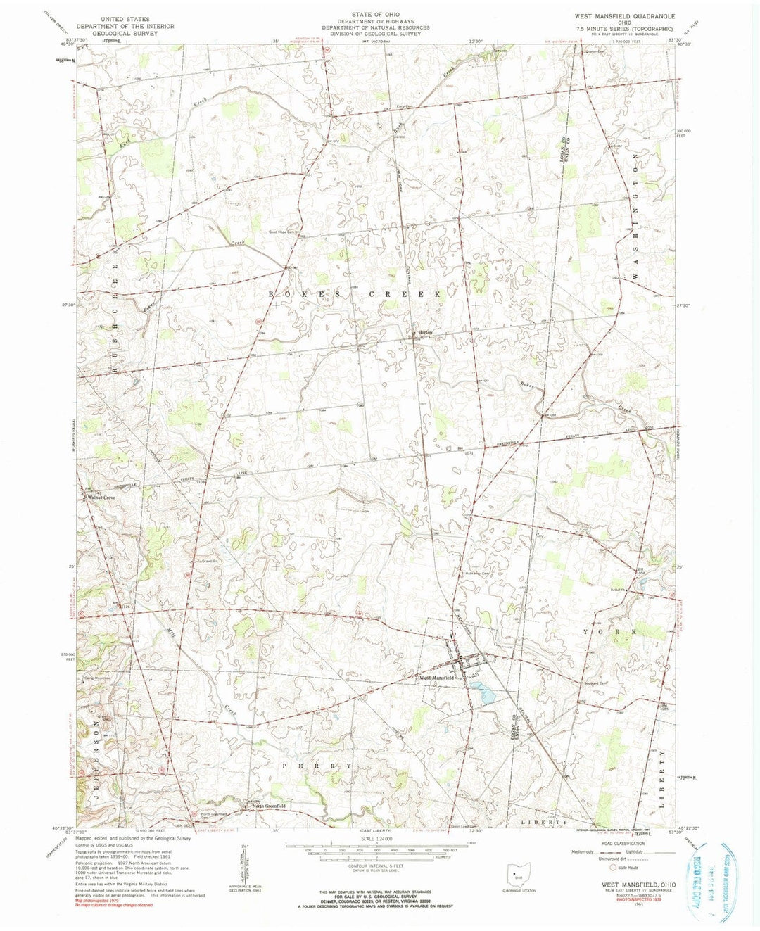 1961 West Mansfield, OH - Ohio - USGS Topographic Map