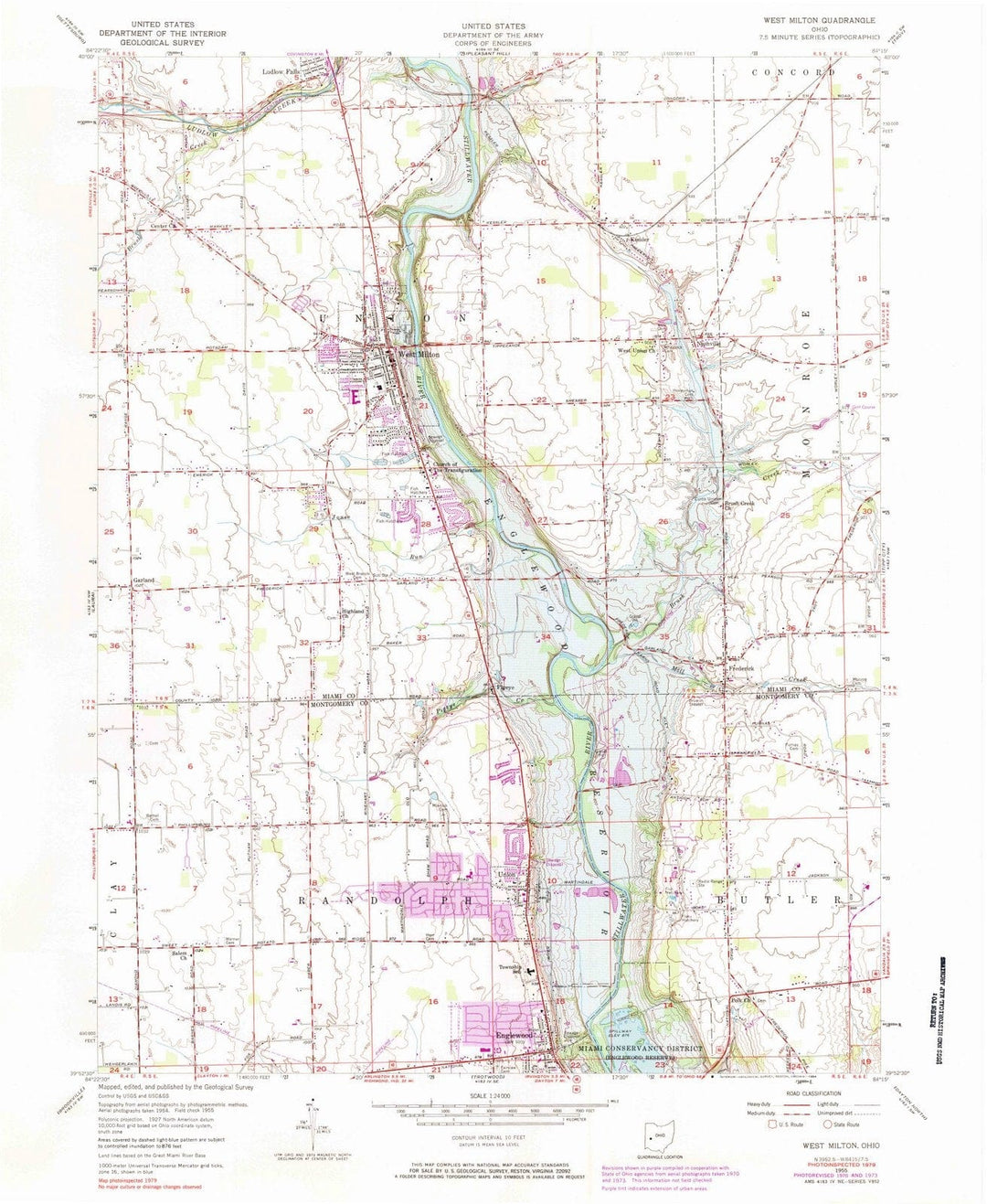 1955 West Milton, OH - Ohio - USGS Topographic Map