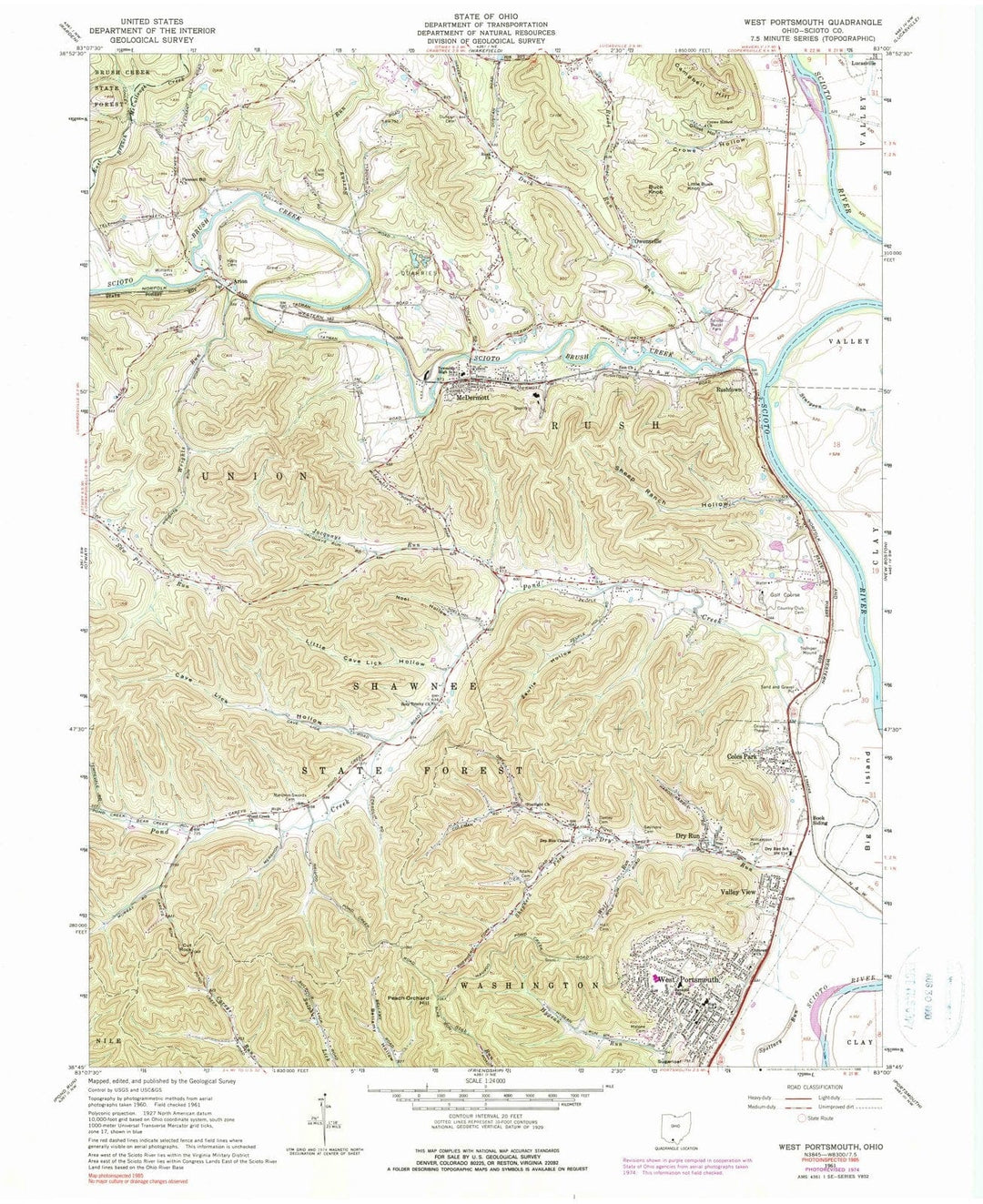 1961 Portsmouth, OH - Ohio - USGS Topographic Map
