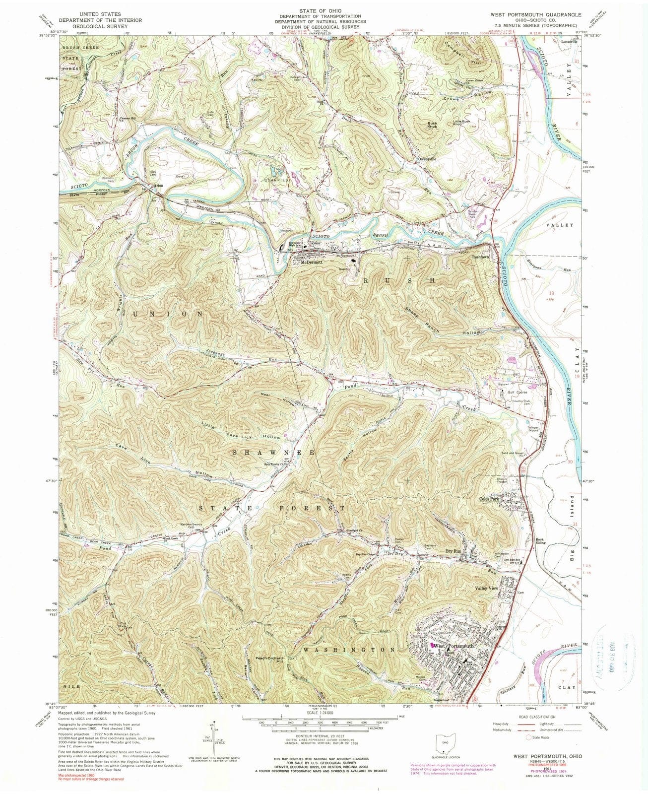 1961 Portsmouth, OH - Ohio - USGS Topographic Map