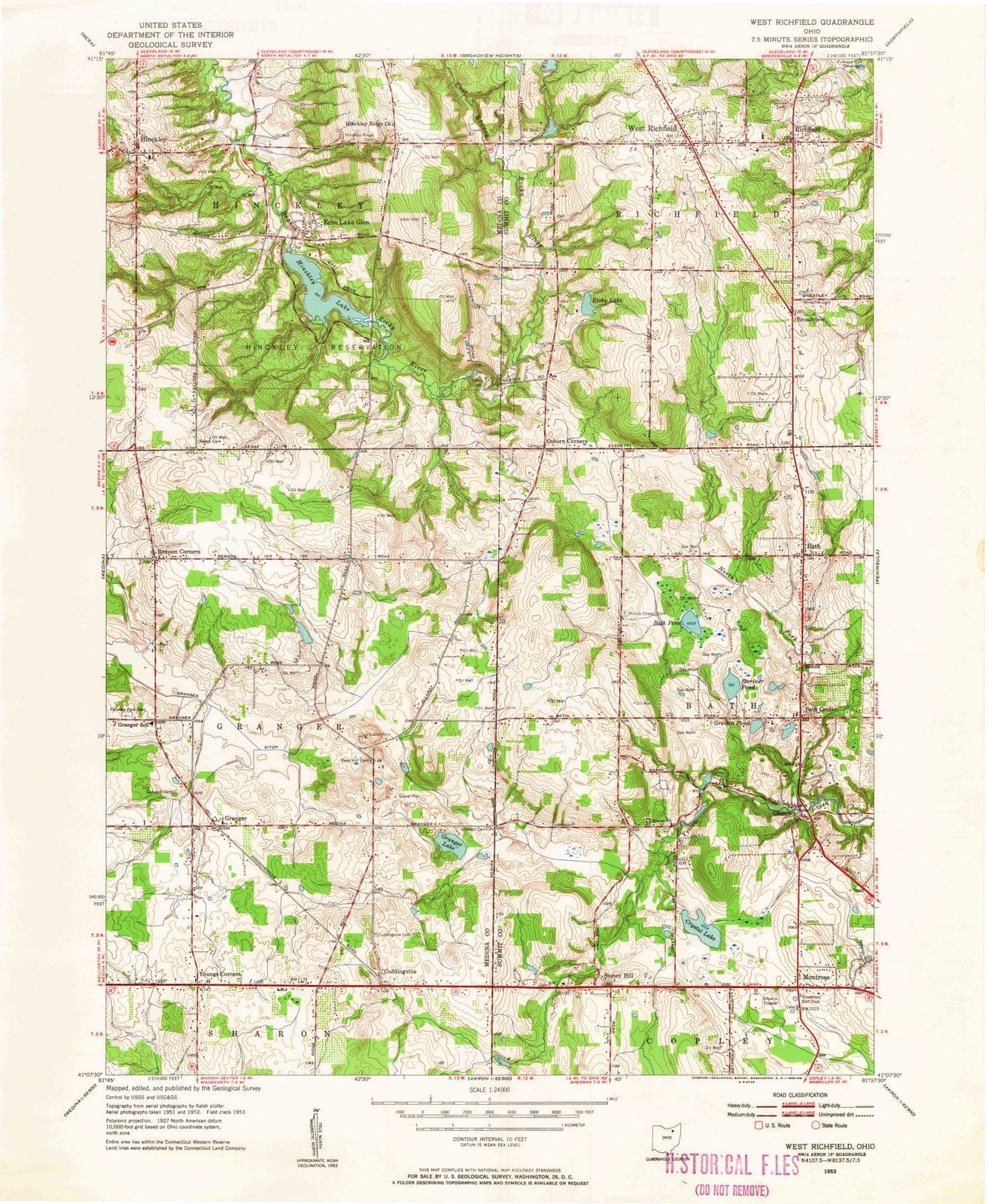 1953 West Richfield, OH - Ohio - USGS Topographic Map