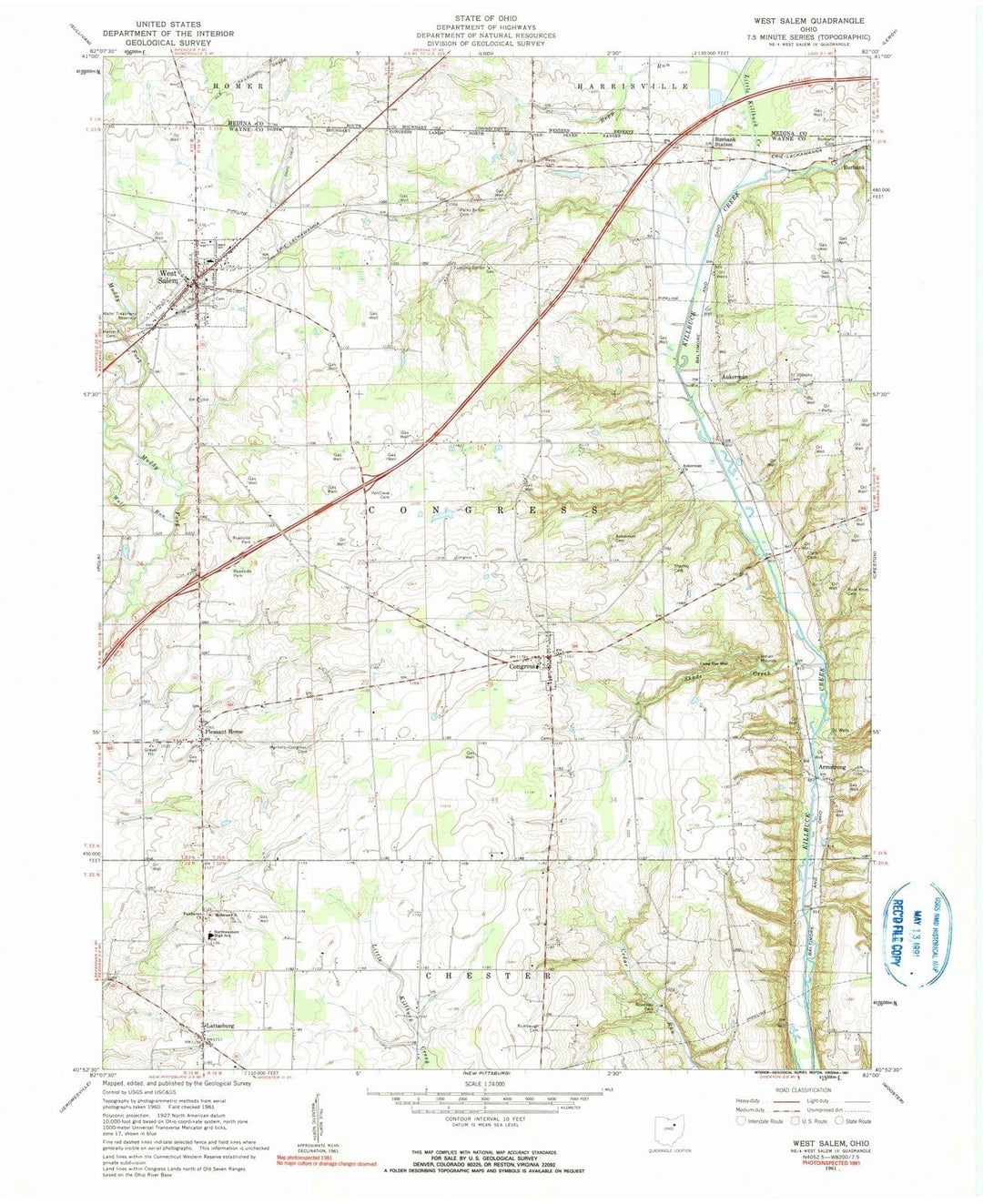 1961 West Salem, OH - Ohio - USGS Topographic Map
