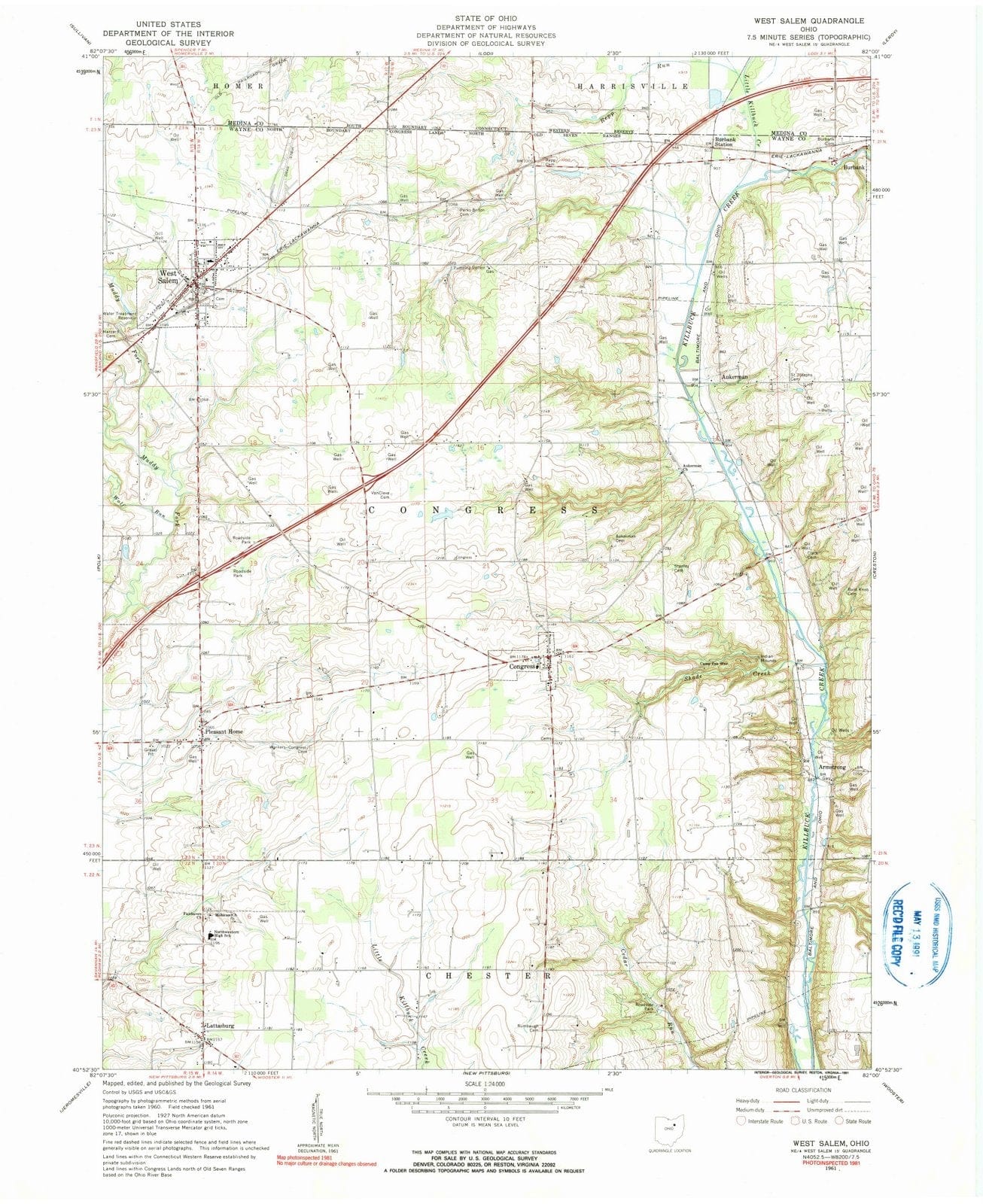 1961 West Salem, OH - Ohio - USGS Topographic Map