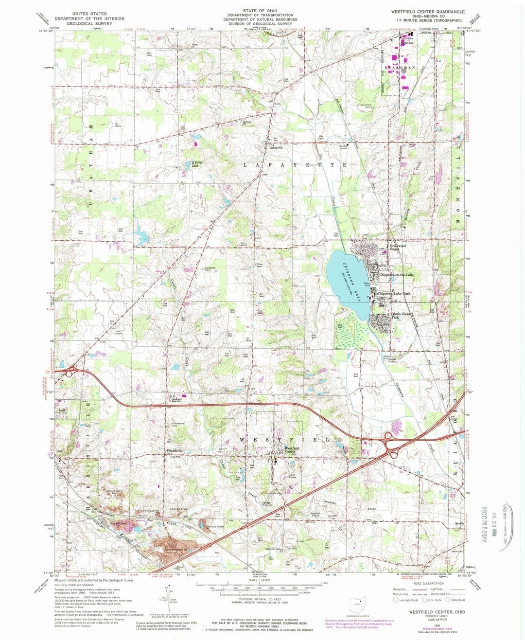 1961 Westfield Center, OH - Ohio - USGS Topographic Map