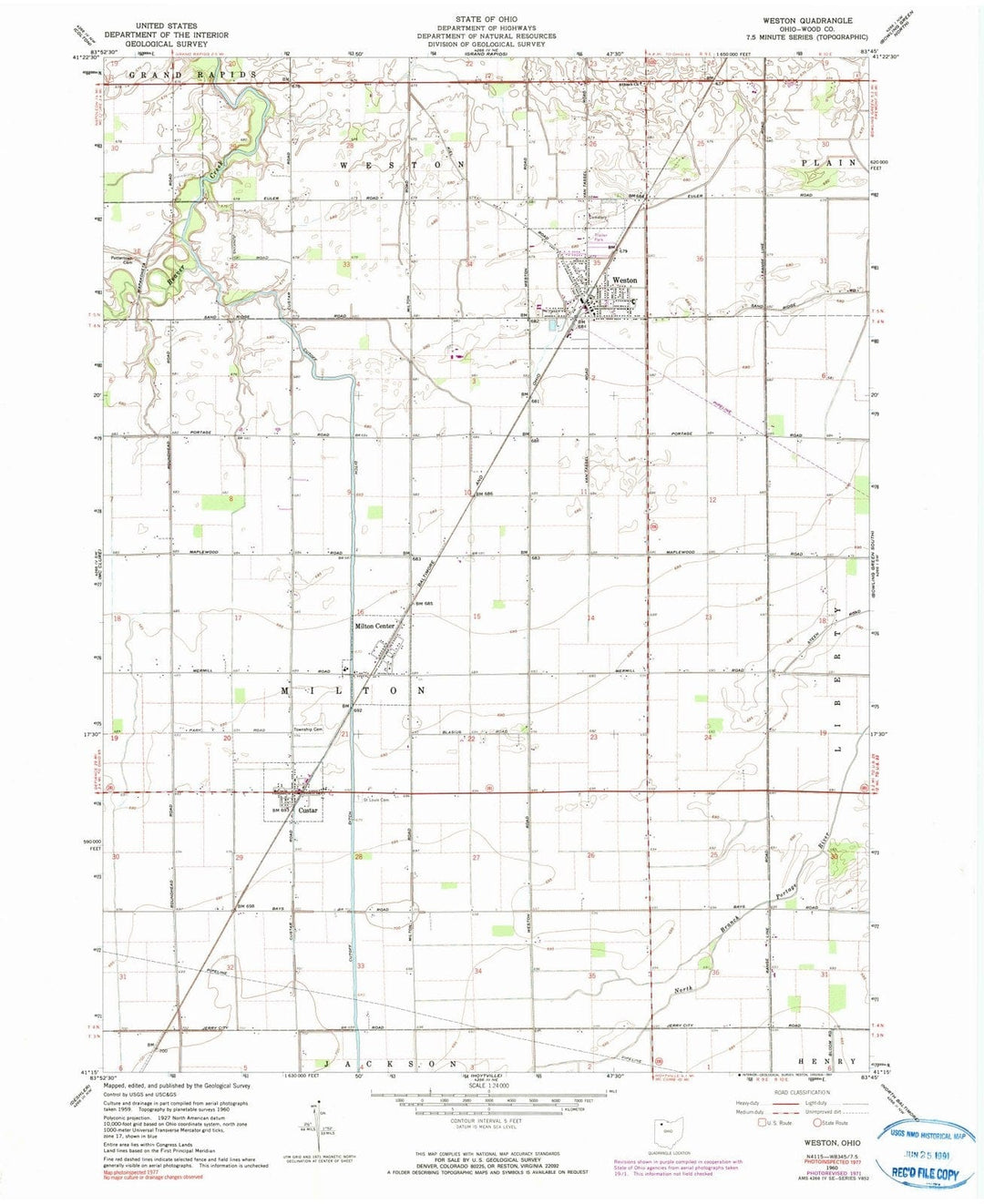 1960 Weston, OH - Ohio - USGS Topographic Map