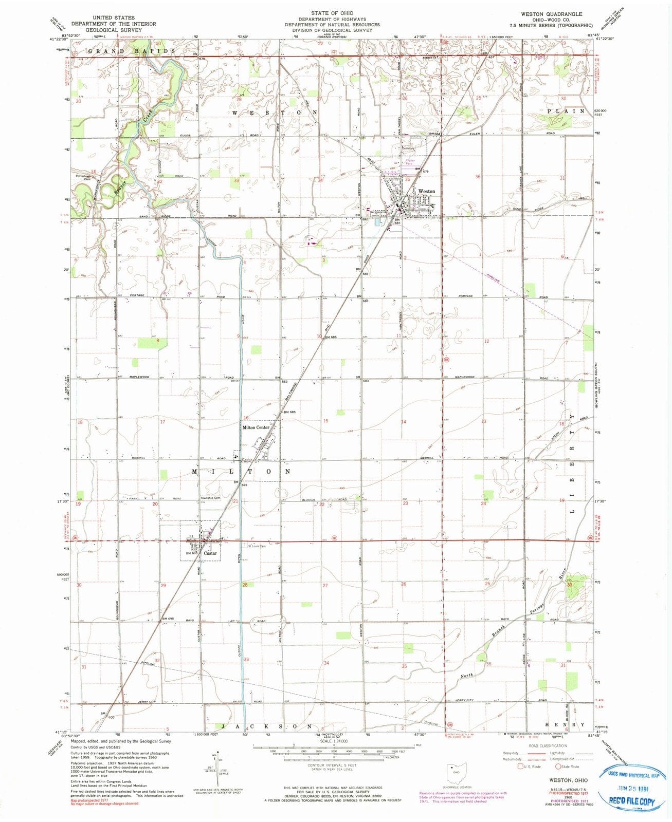 1960 Weston, OH - Ohio - USGS Topographic Map