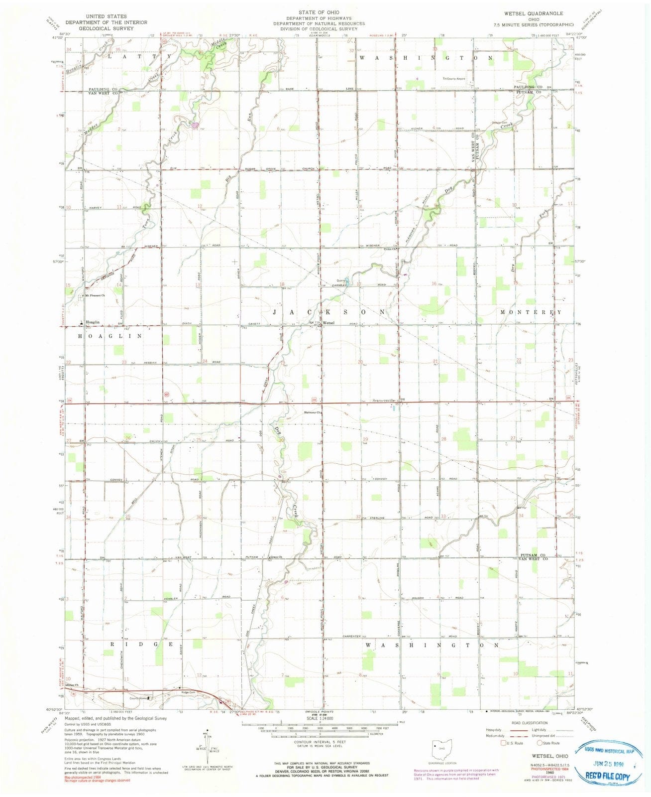 1960 Wetsel, OH - Ohio - USGS Topographic Map