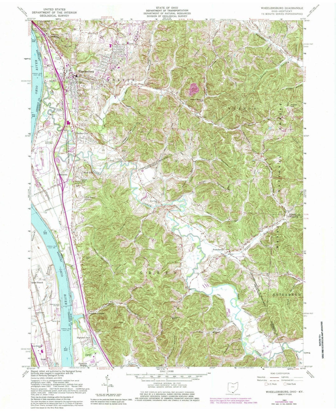1961 Wheelersburg, OH - Ohio - USGS Topographic Map