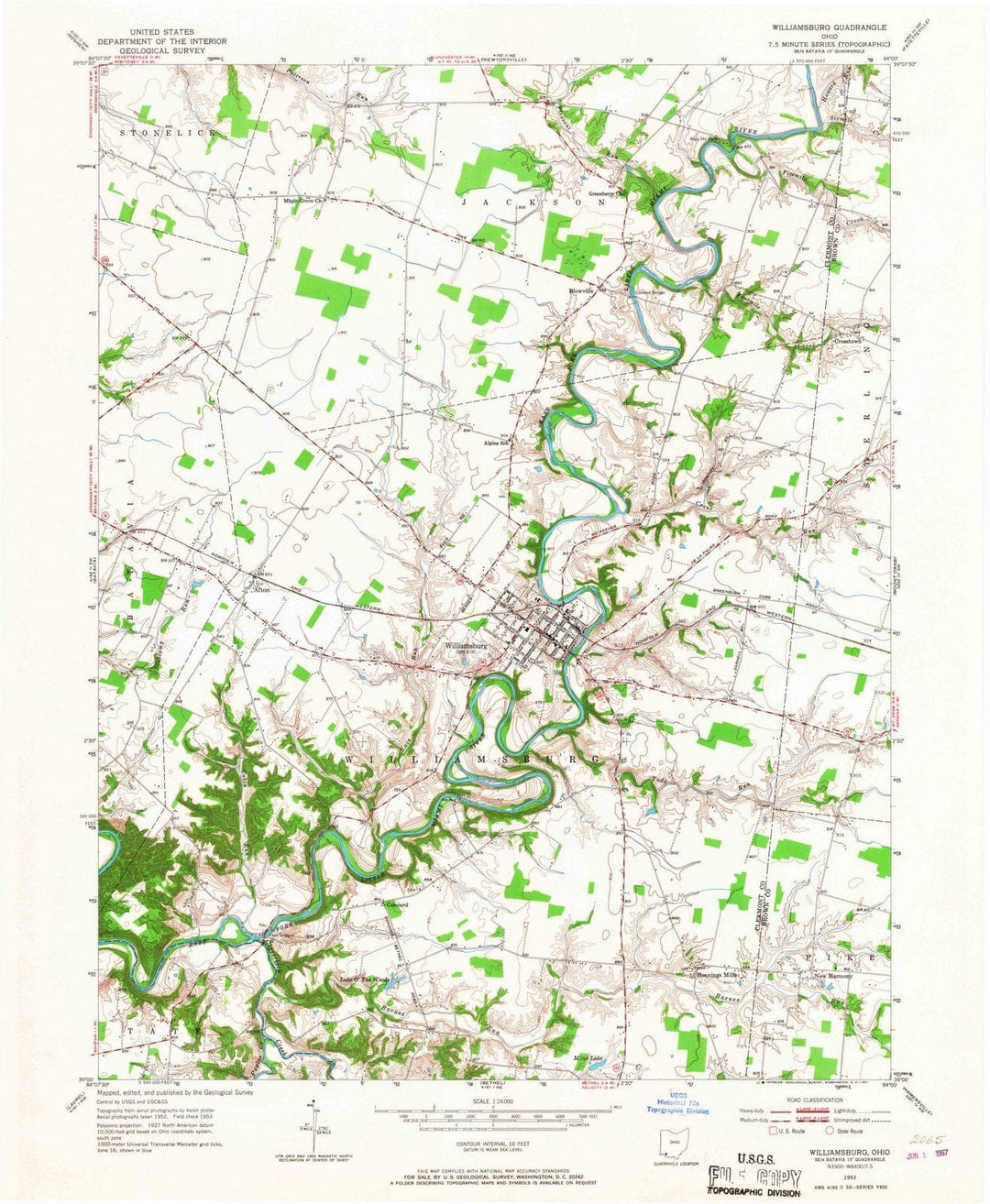 1953 Williamsburg, OH - Ohio - USGS Topographic Map