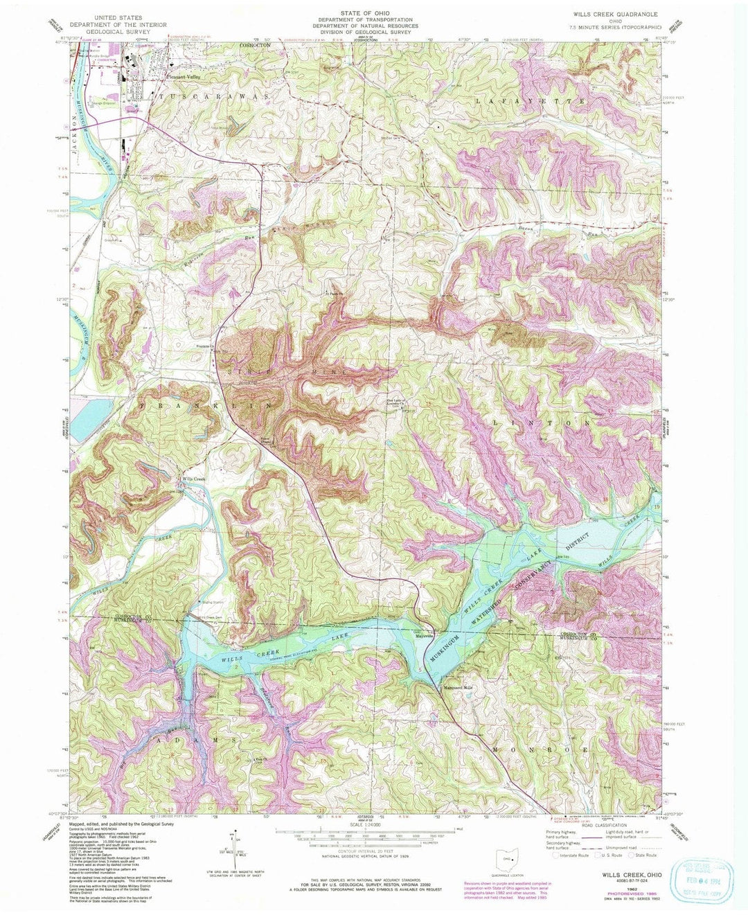 1962 Wills Creek, OH - Ohio - USGS Topographic Map