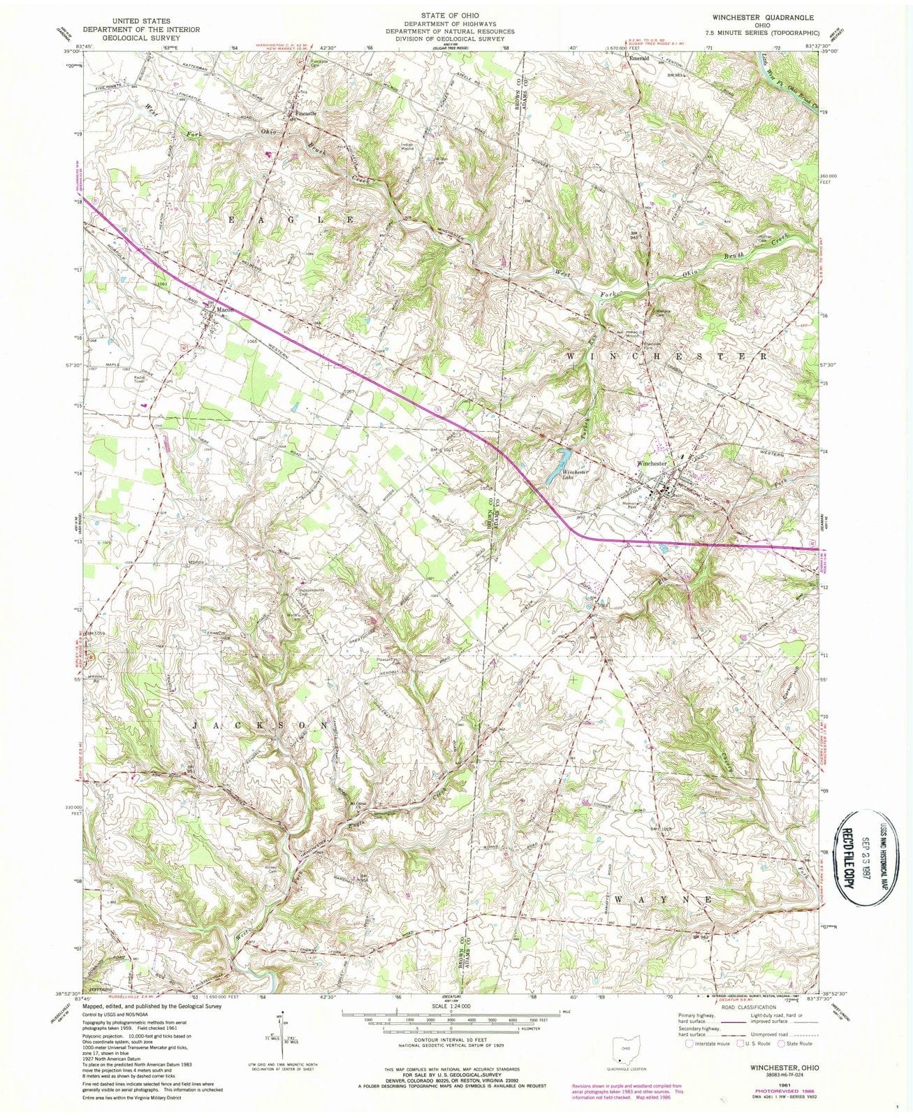 1961 Winchester, OH - Ohio - USGS Topographic Map
