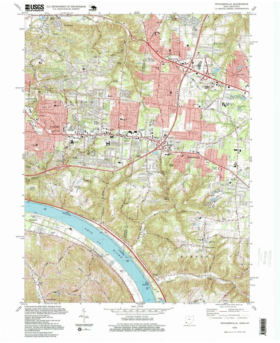 1996 Withamsvile, OH - Ohio - USGS Topographic Map