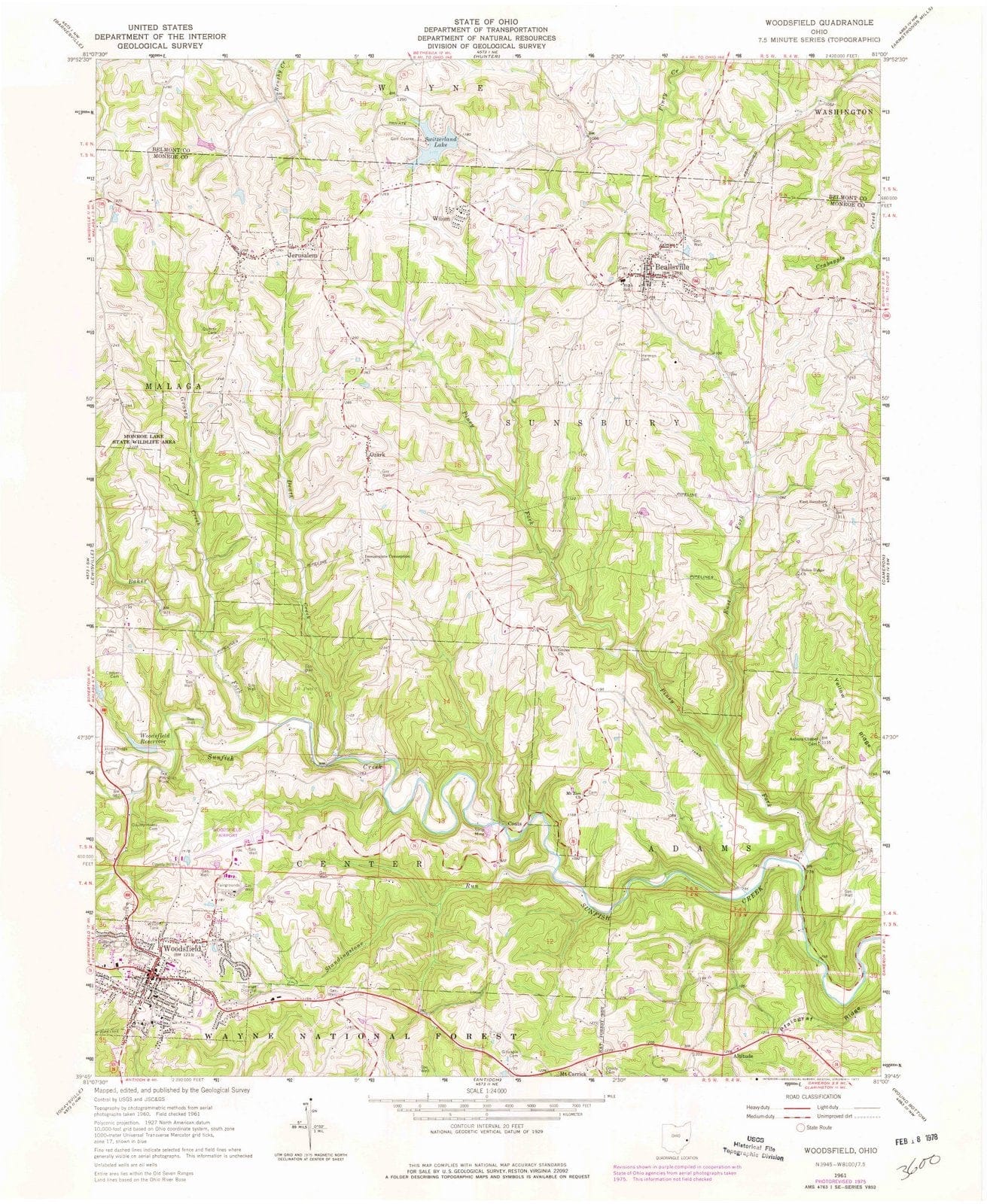 1961 Woodsfield, OH - Ohio - USGS Topographic Map