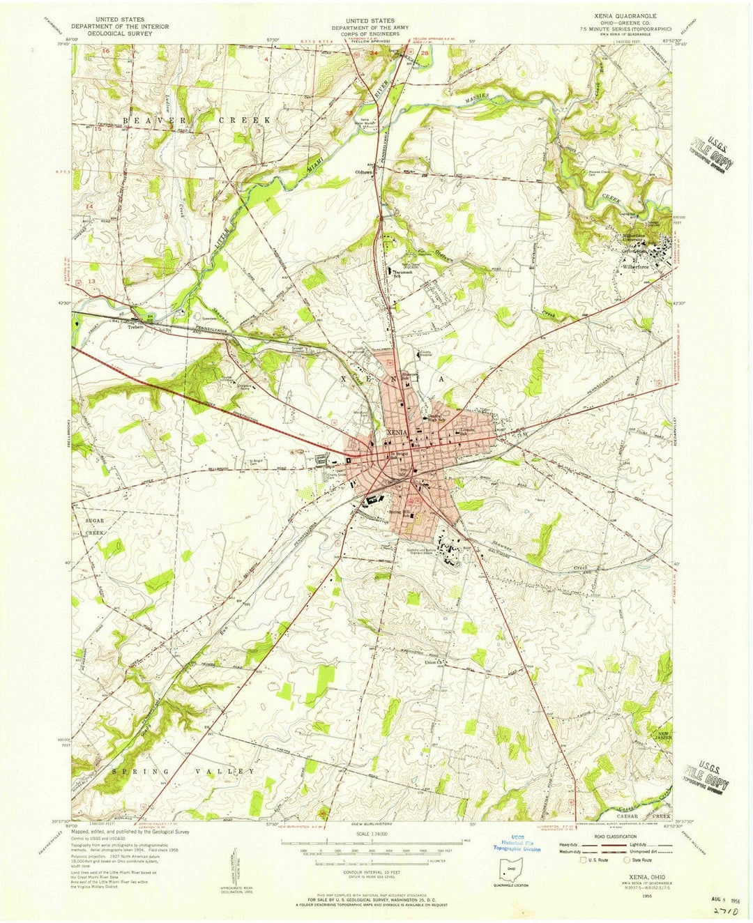 1955 Xenia, OH - Ohio - USGS Topographic Map