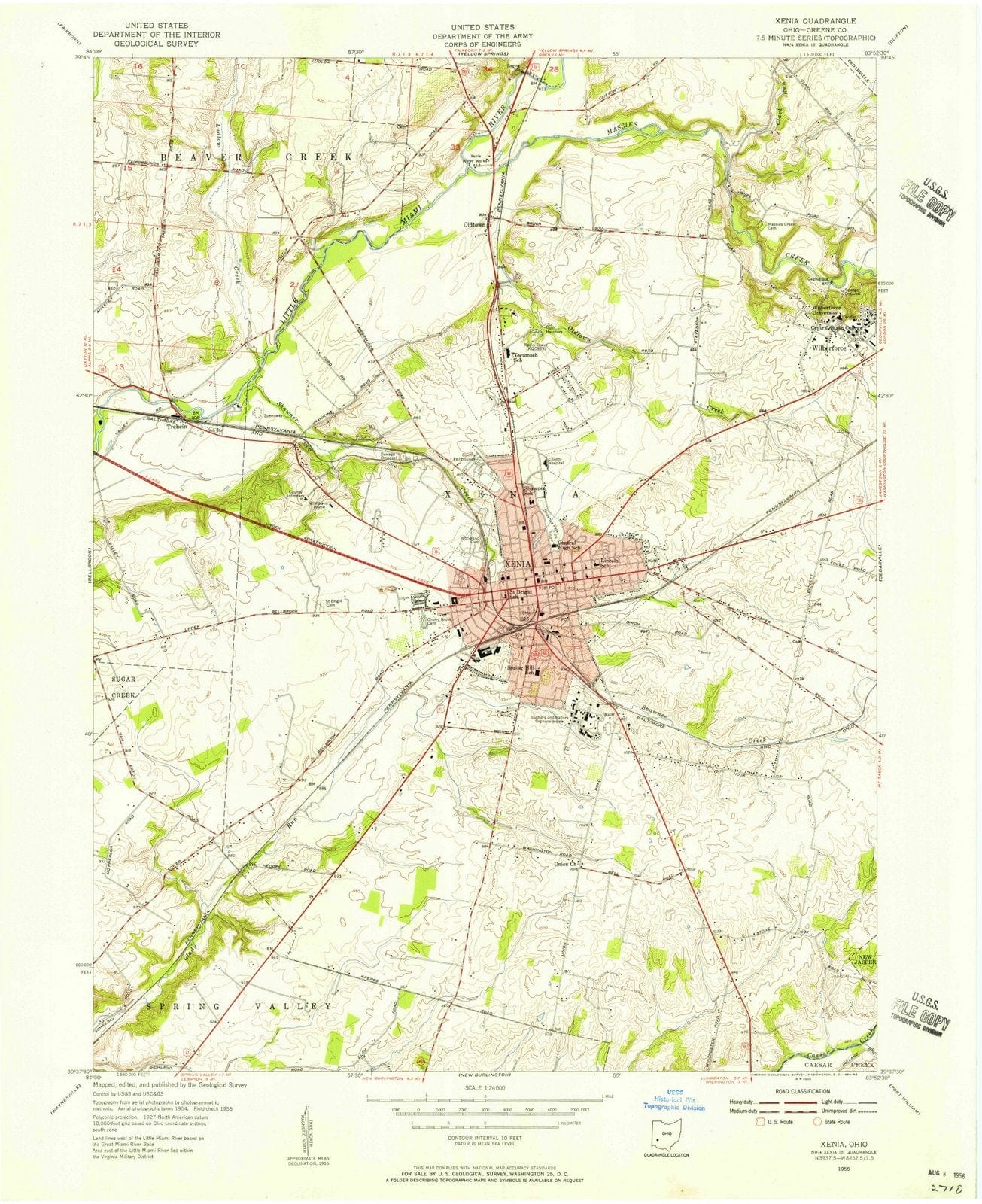 1955 Xenia, OH - Ohio - USGS Topographic Map