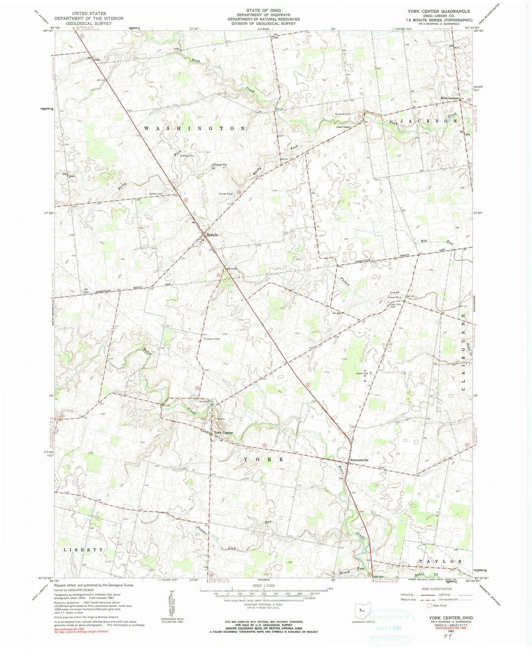 1961 York Center, OH - Ohio - USGS Topographic Map