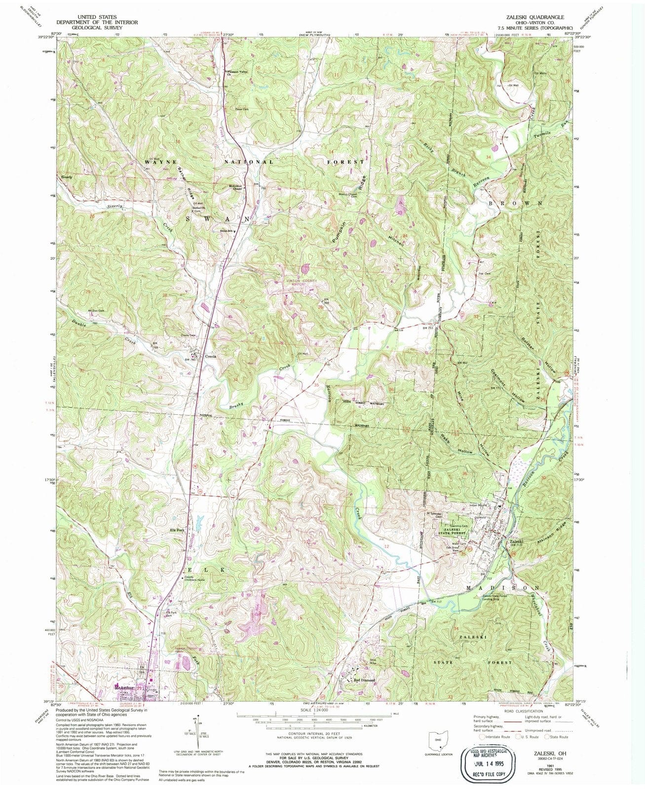 1961 Zaleski, OH - Ohio - USGS Topographic Map