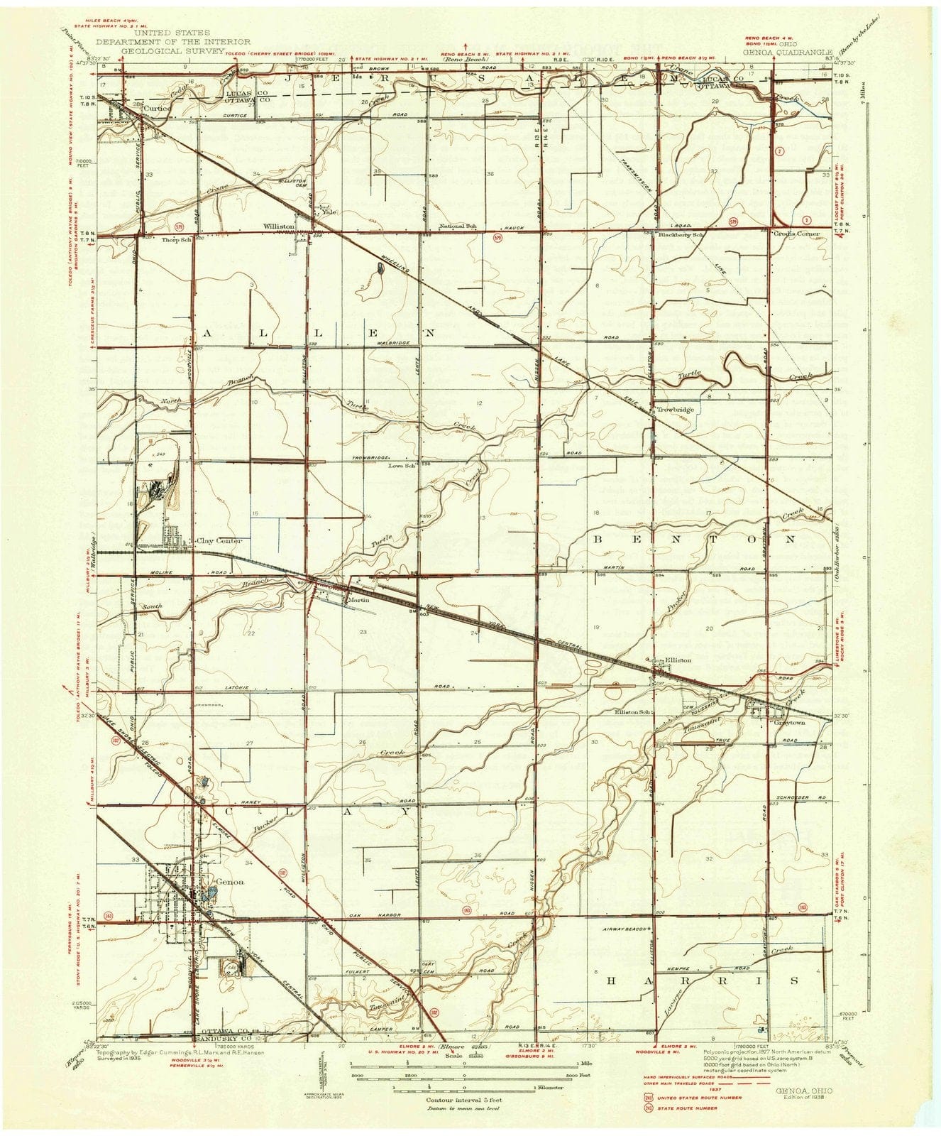 1938 Genoa, OH - Ohio - USGS Topographic Map