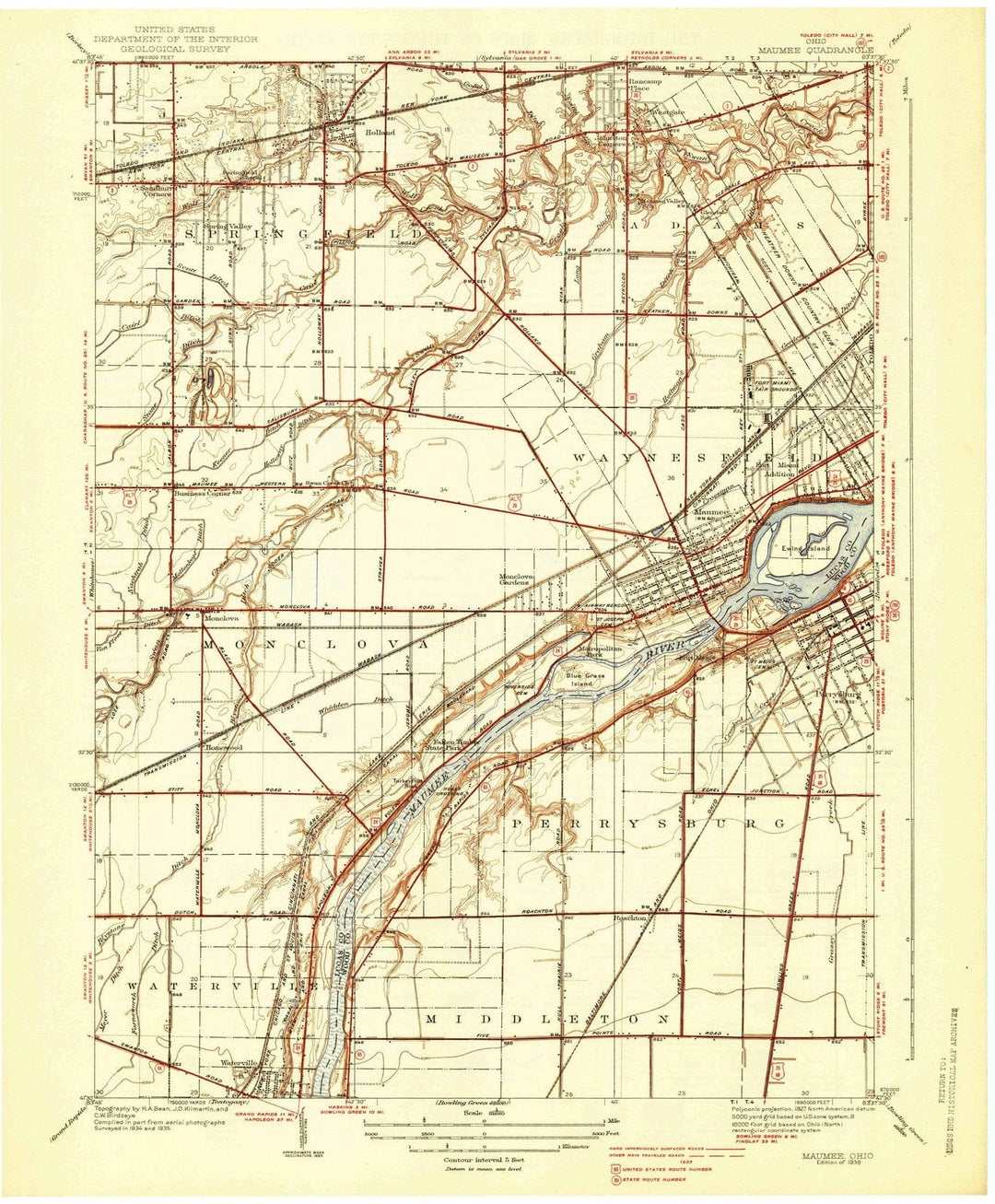 1938 Maumee, OH - Ohio - USGS Topographic Map