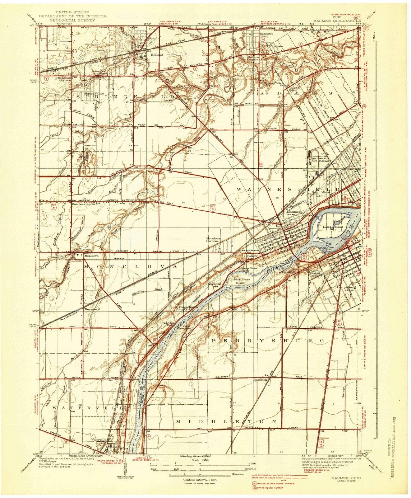 1938 Maumee, OH - Ohio - USGS Topographic Map