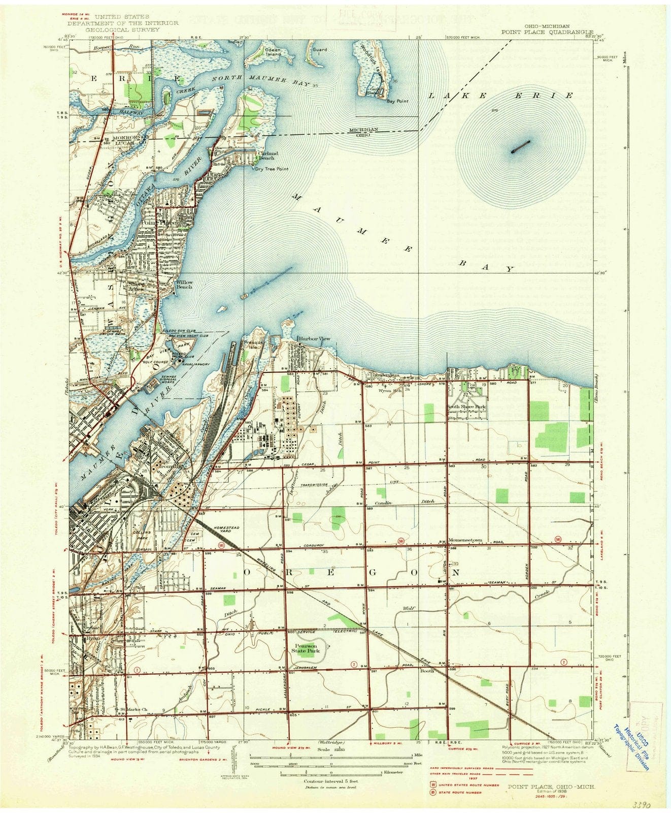 1938 Point Place, OH - Ohio - USGS Topographic Map