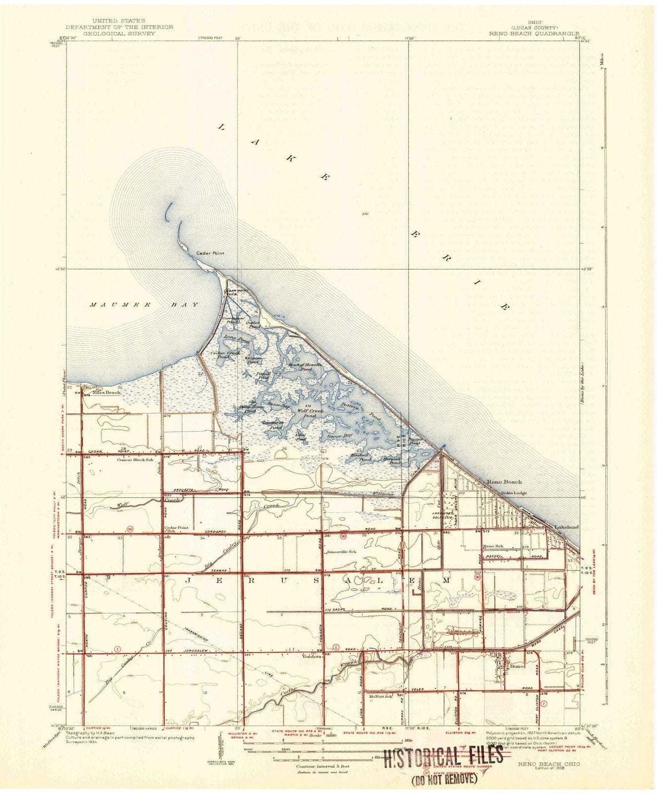 1938 Reno Beach, OH - Ohio - USGS Topographic Map