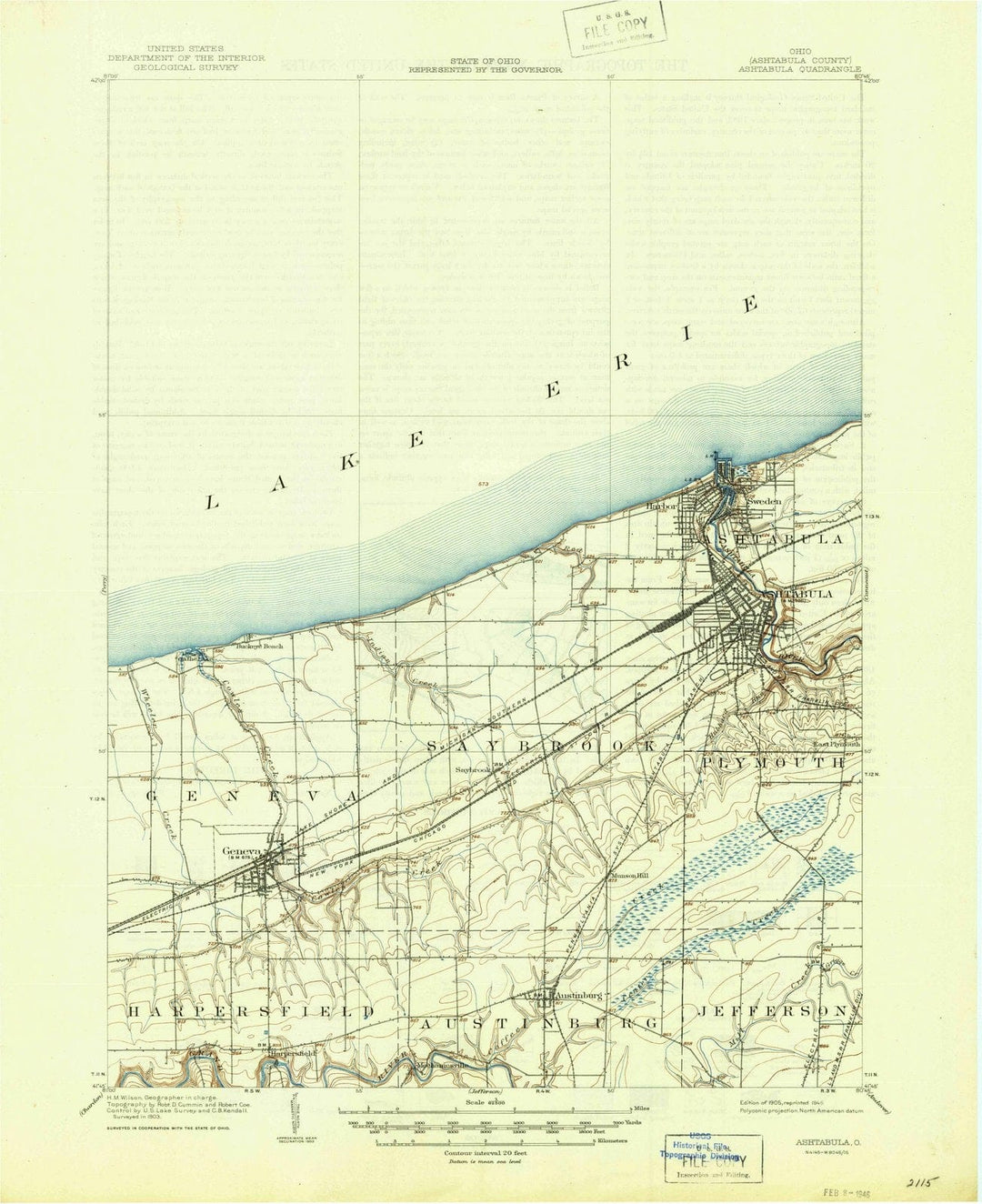 1905 Ashtabula, OH - Ohio - USGS Topographic Map
