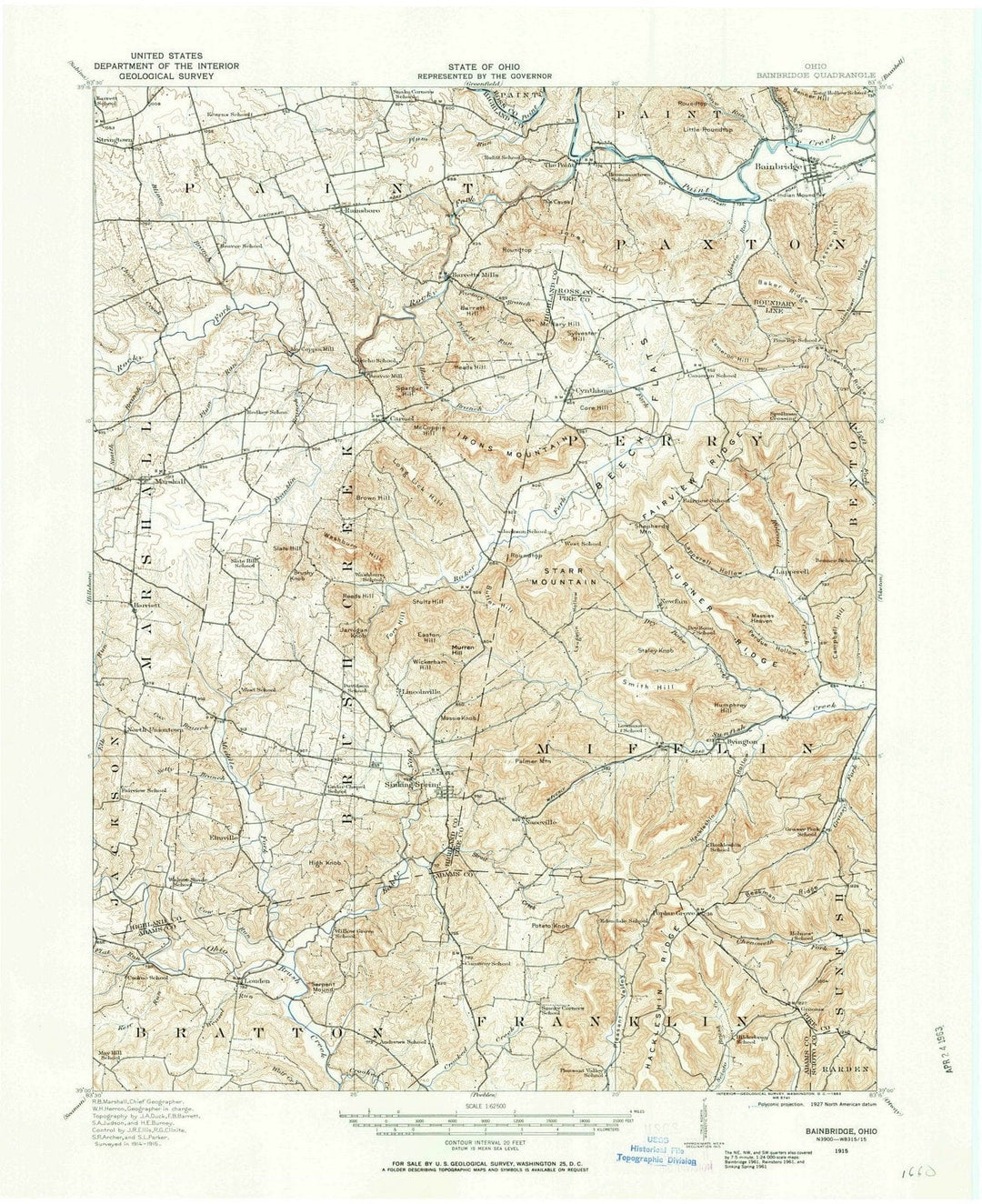 1915 Bainbridge, OH - Ohio - USGS Topographic Map