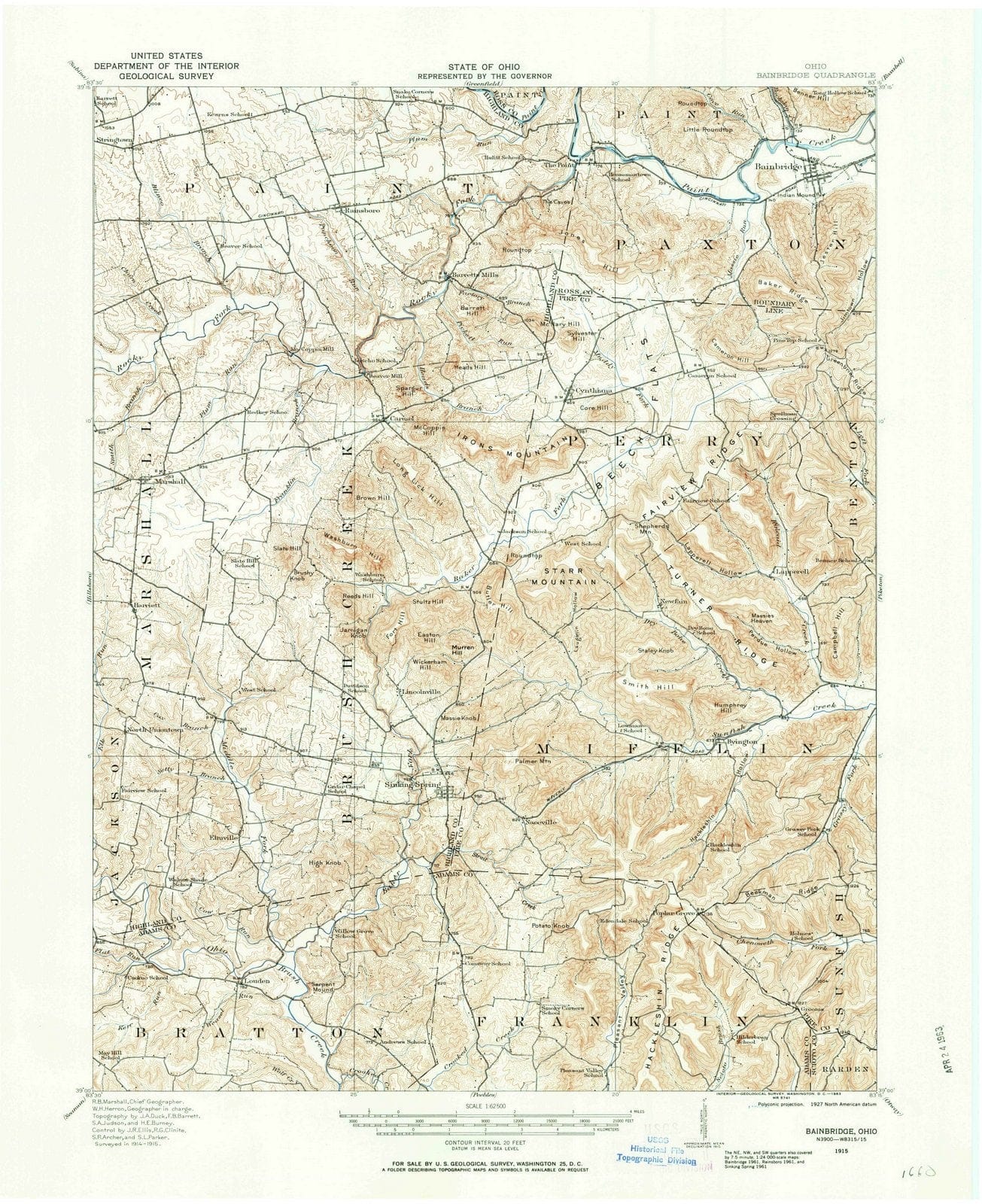 1915 Bainbridge, OH - Ohio - USGS Topographic Map