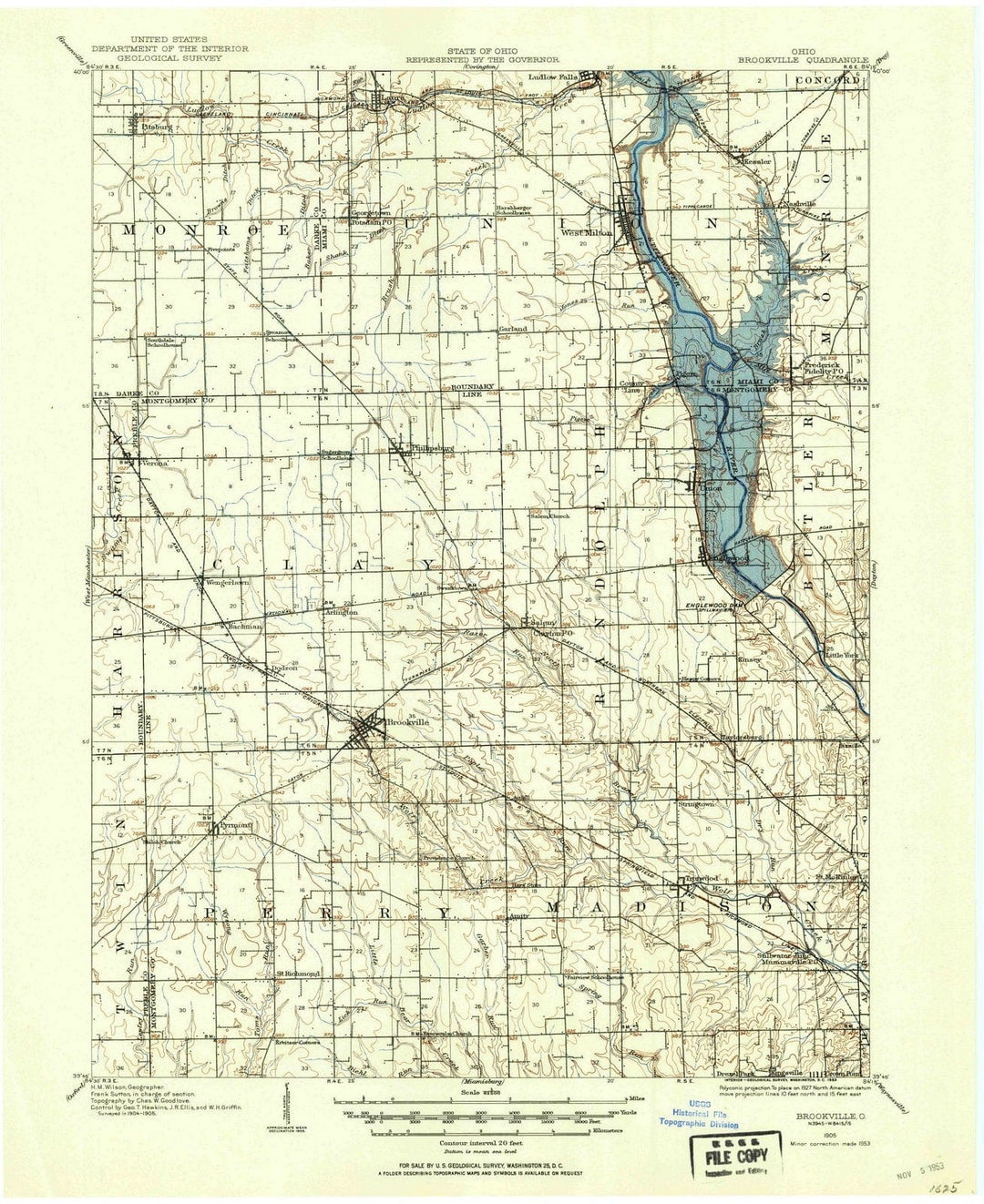 1905 Brookville, OH - Ohio - USGS Topographic Map