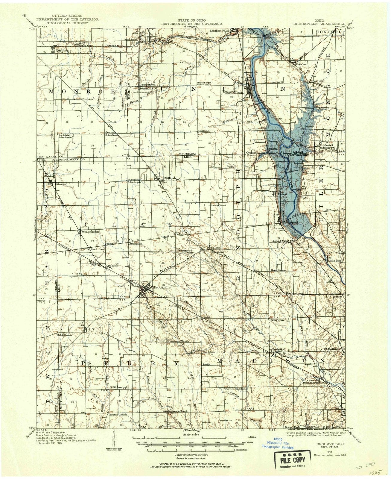 1905 Brookville, OH - Ohio - USGS Topographic Map