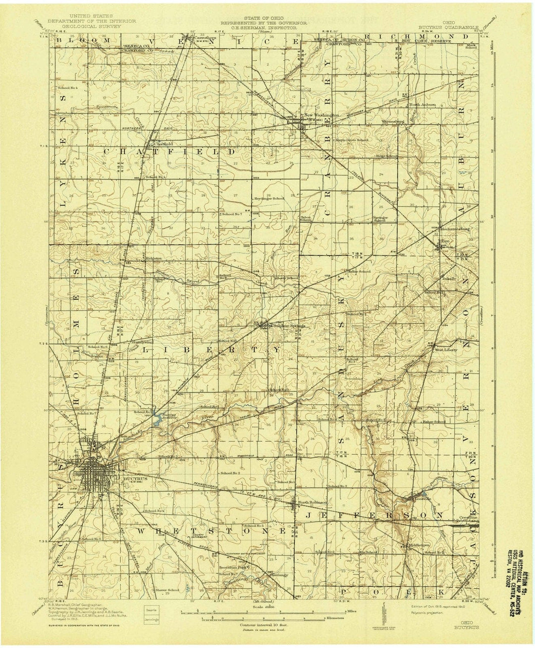 1915 Bucyrus, OH - Ohio - USGS Topographic Map