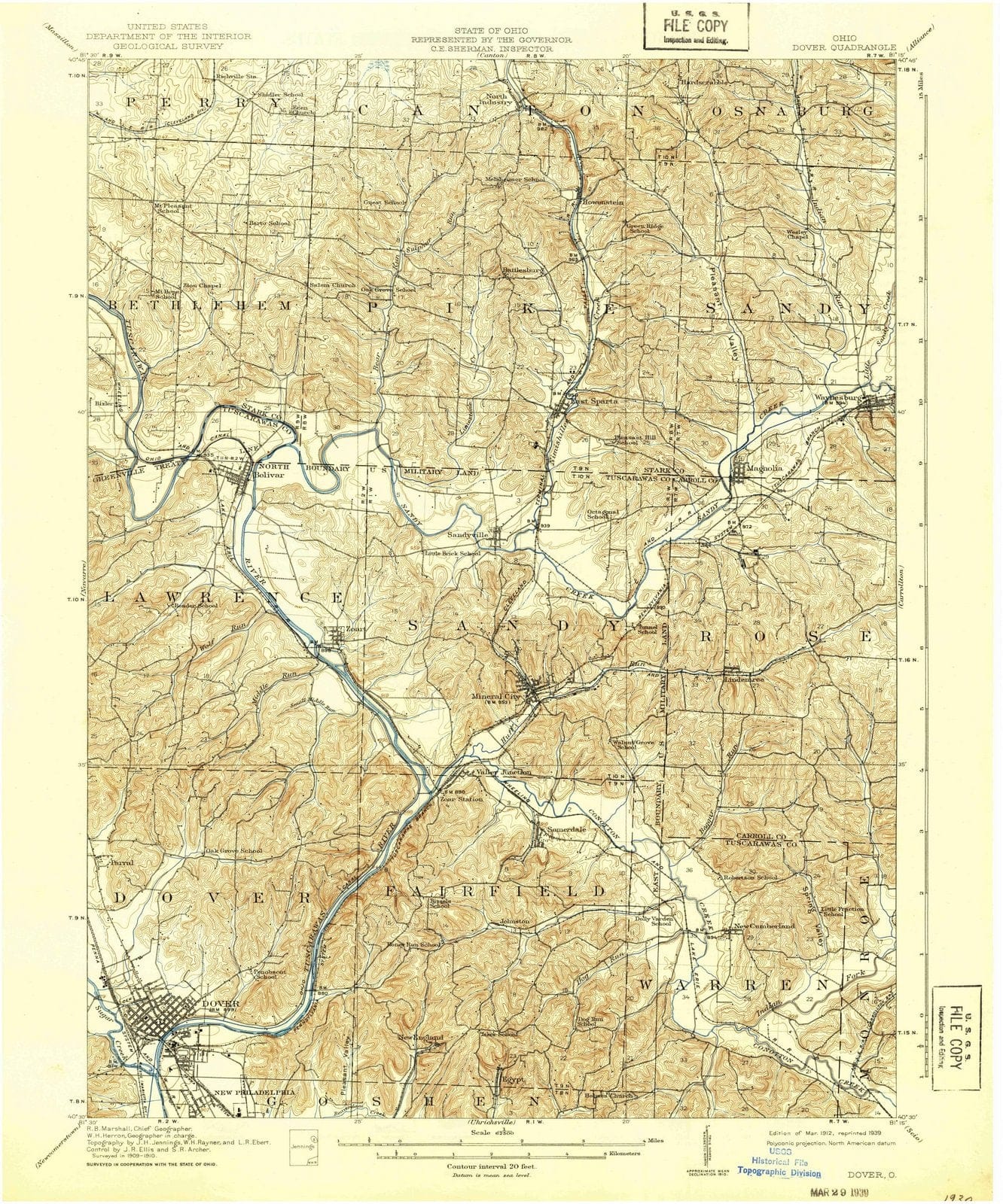 1912 Dover, OH - Ohio - USGS Topographic Map