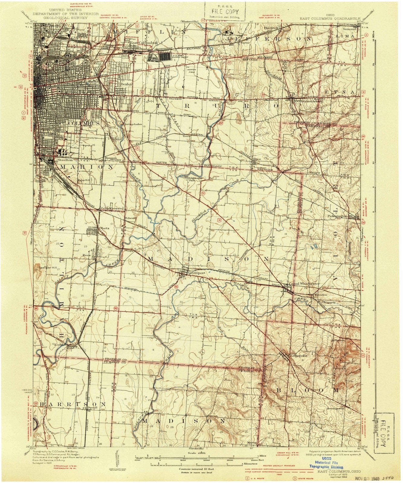 1925 East Columbus, OH - Ohio - USGS Topographic Map