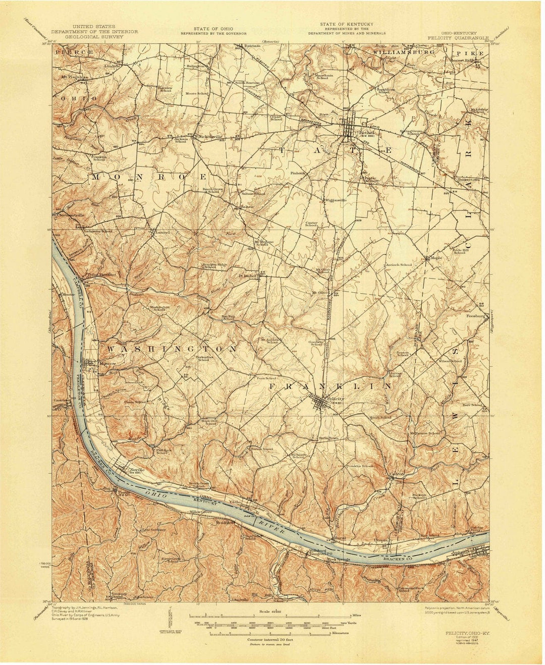 1931 Felicity, OH - Ohio - USGS Topographic Map