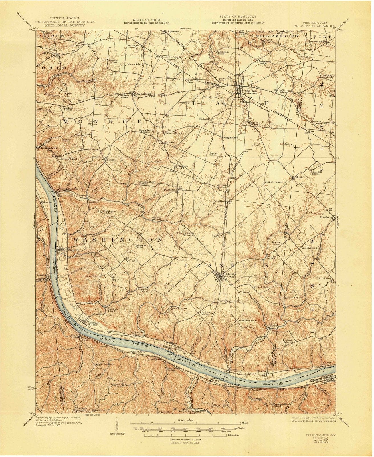 1931 Felicity, OH - Ohio - USGS Topographic Map