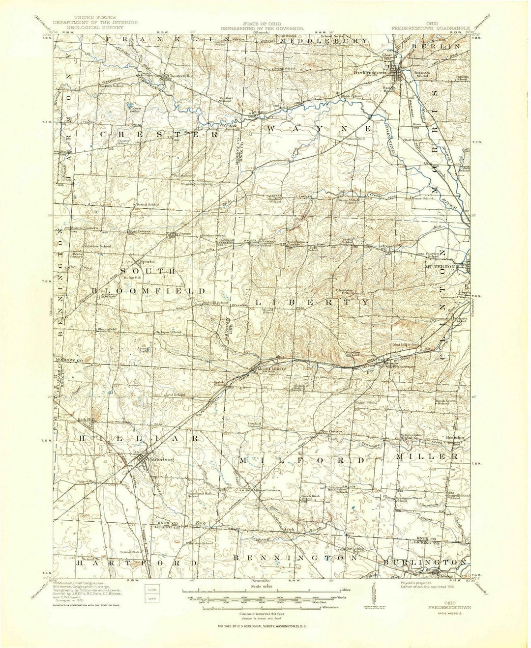 1915 Fredericktown, OH - Ohio - USGS Topographic Map