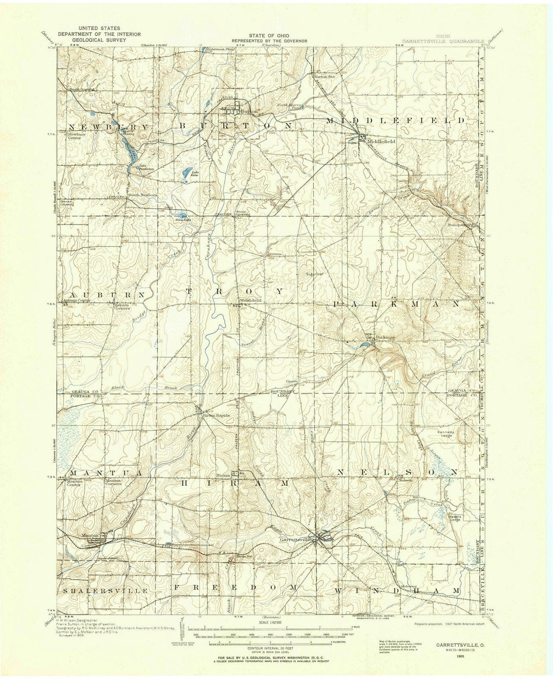 1905 Garrettsville, OH - Ohio - USGS Topographic Map