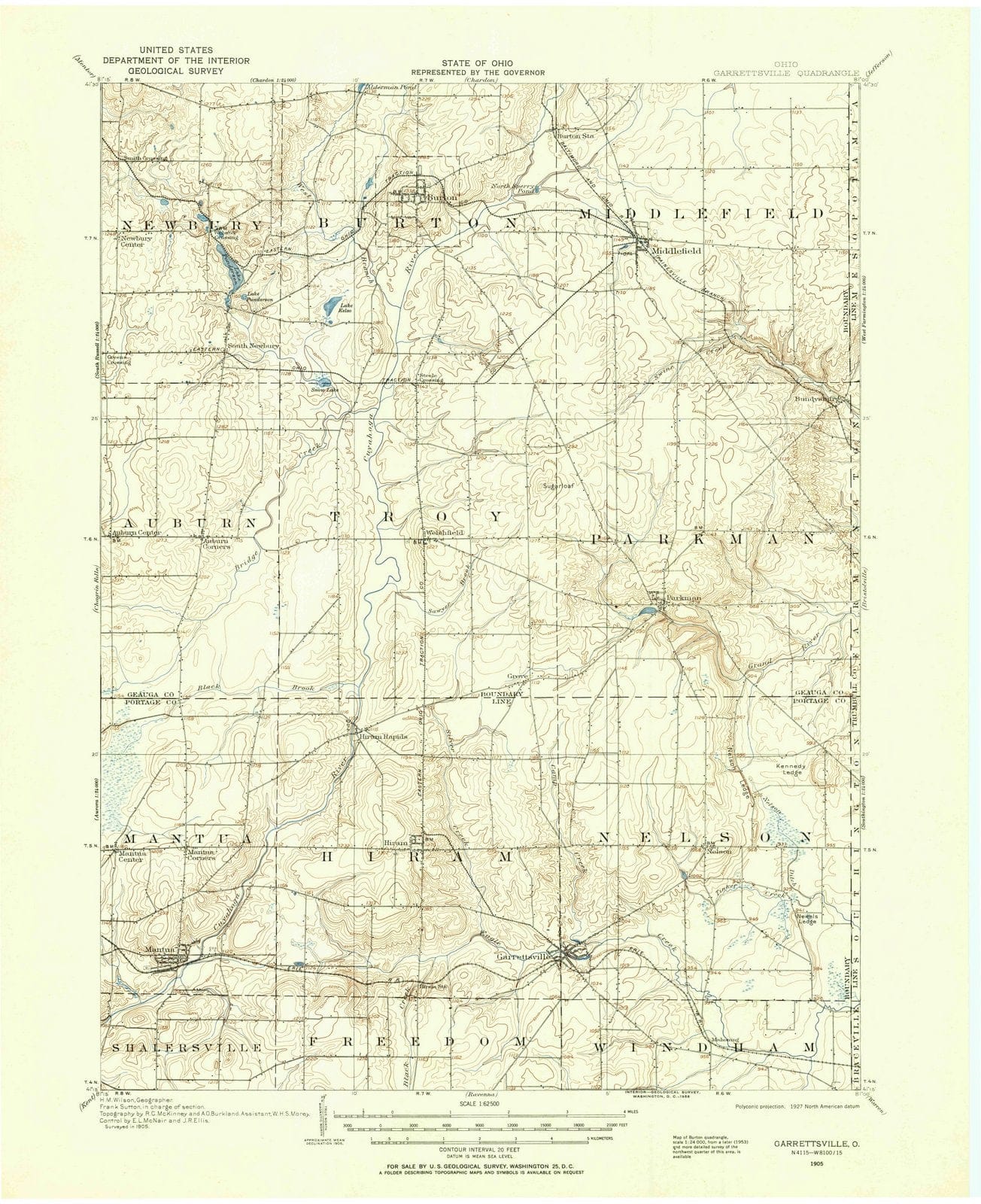 1905 Garrettsville, OH - Ohio - USGS Topographic Map