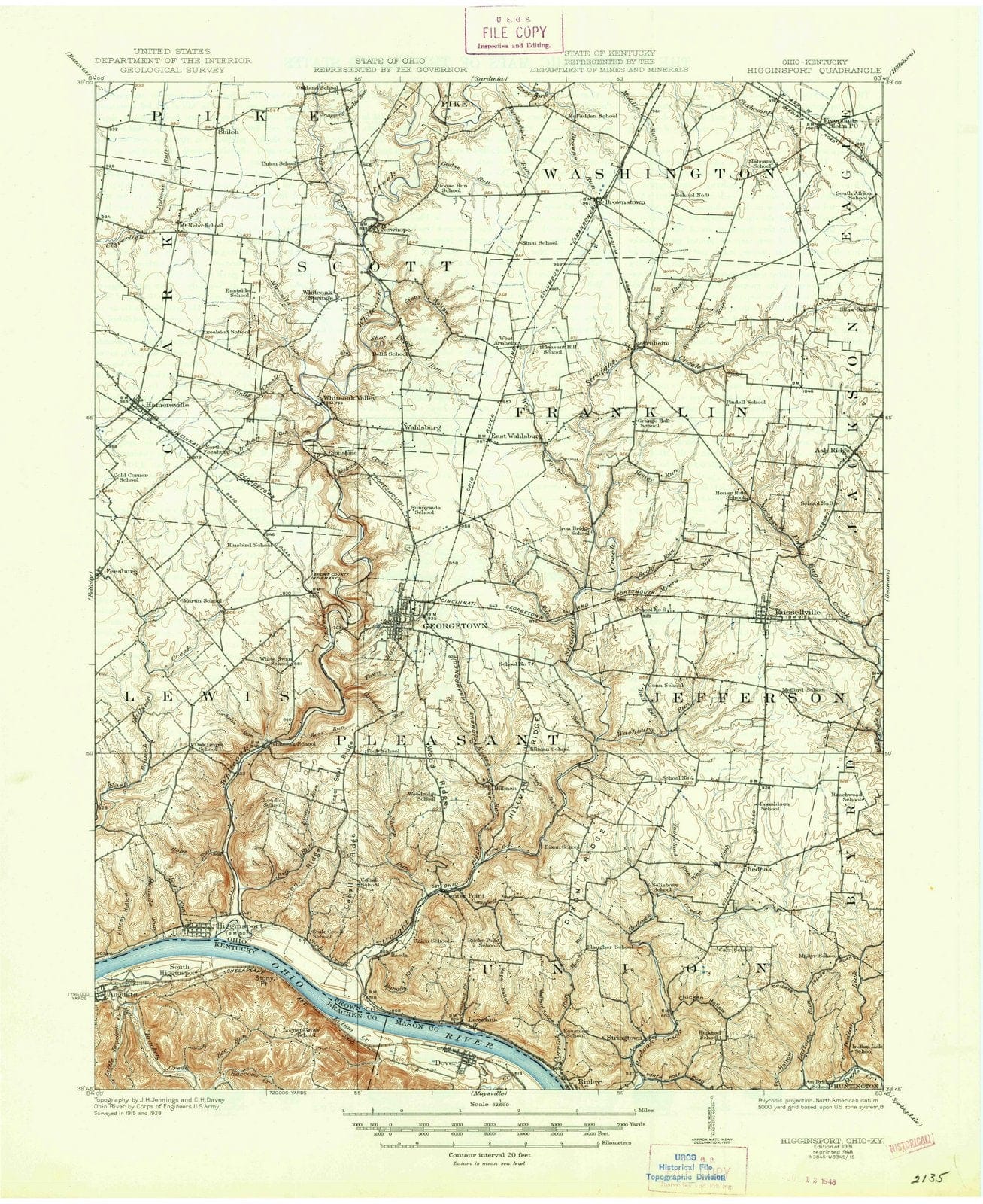 1931 Higginsport, OH - Ohio - USGS Topographic Map
