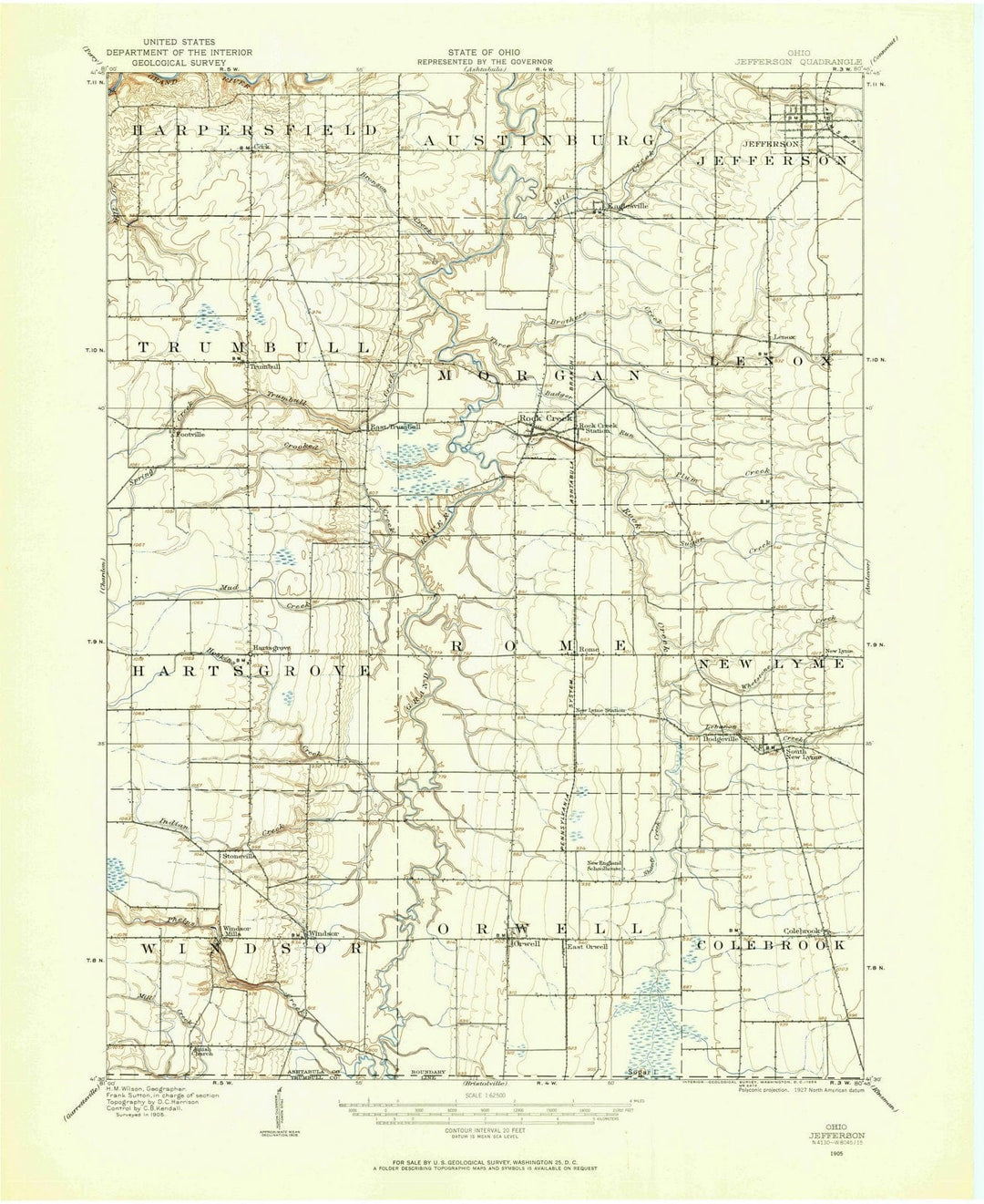 1905 Jefferson, OH - Ohio - USGS Topographic Map