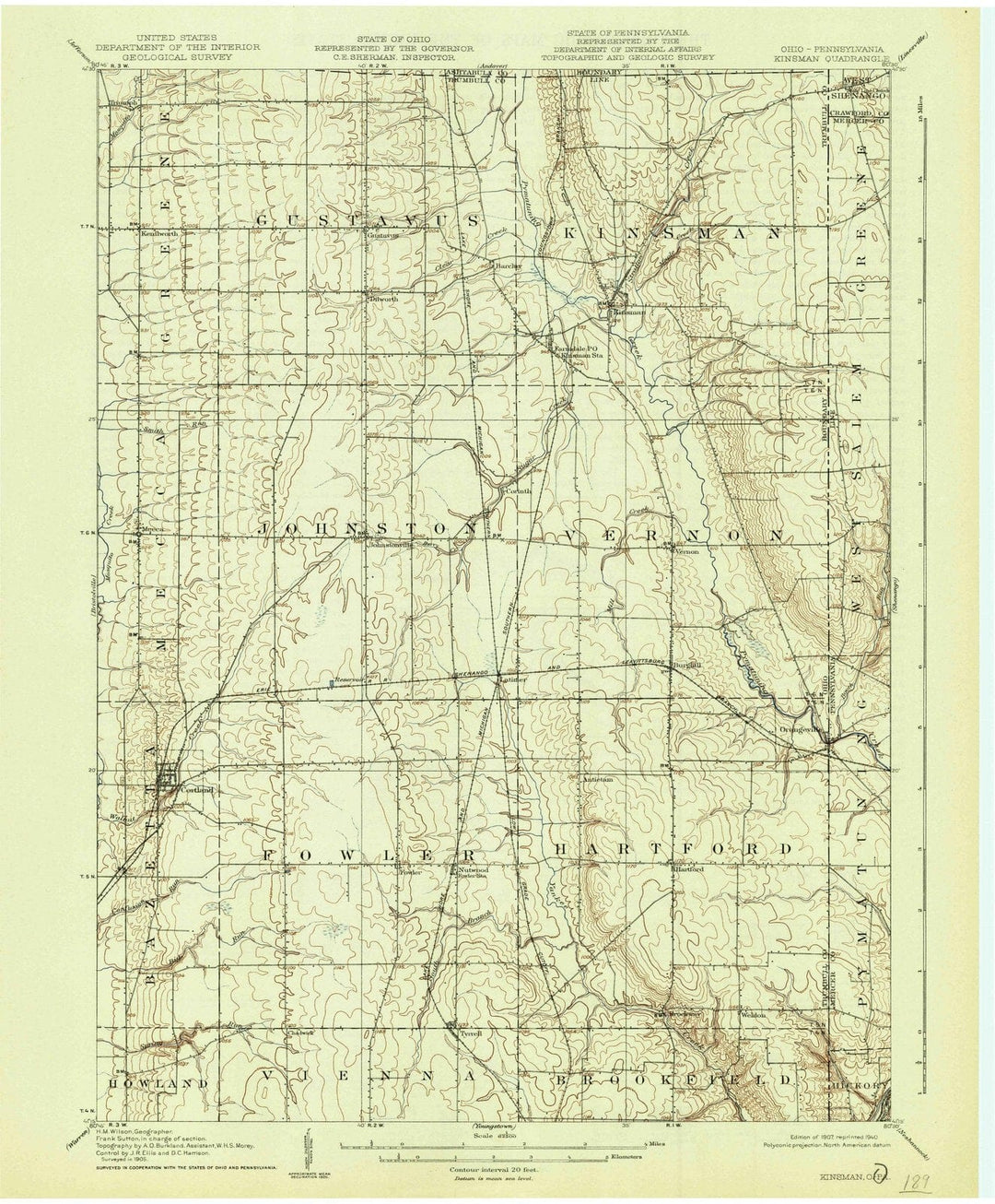 1907 Kinsman, OH - Ohio - USGS Topographic Map