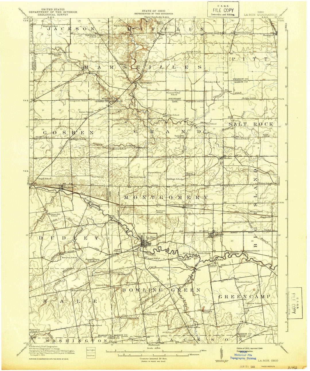 1915 La Rue, OH - Ohio - USGS Topographic Map