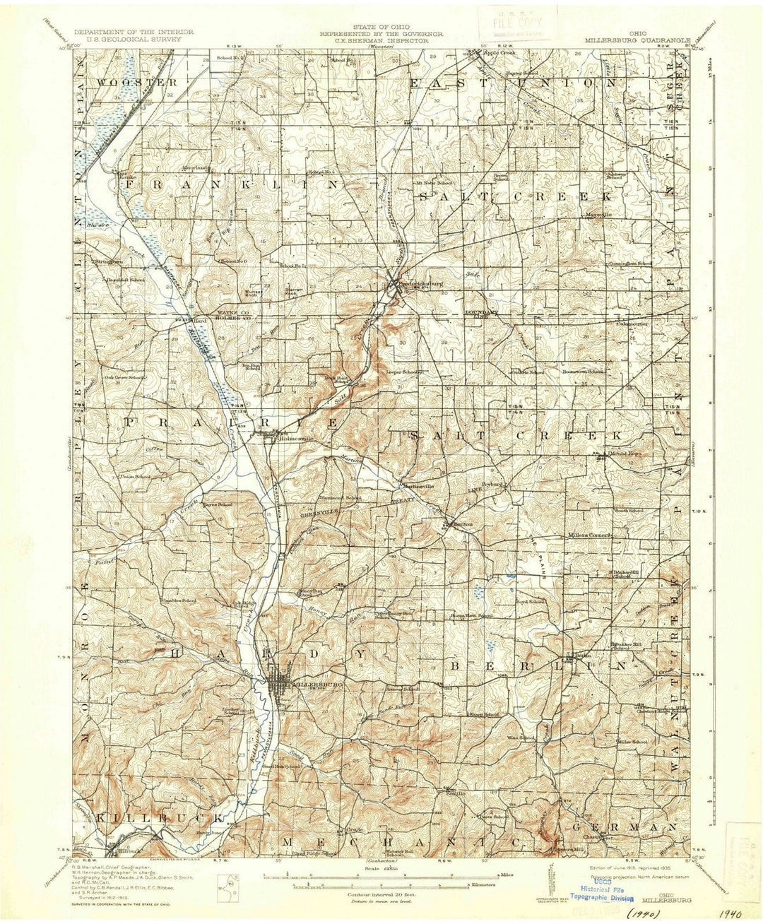 1915 Millersburg, OH - Ohio - USGS Topographic Map
