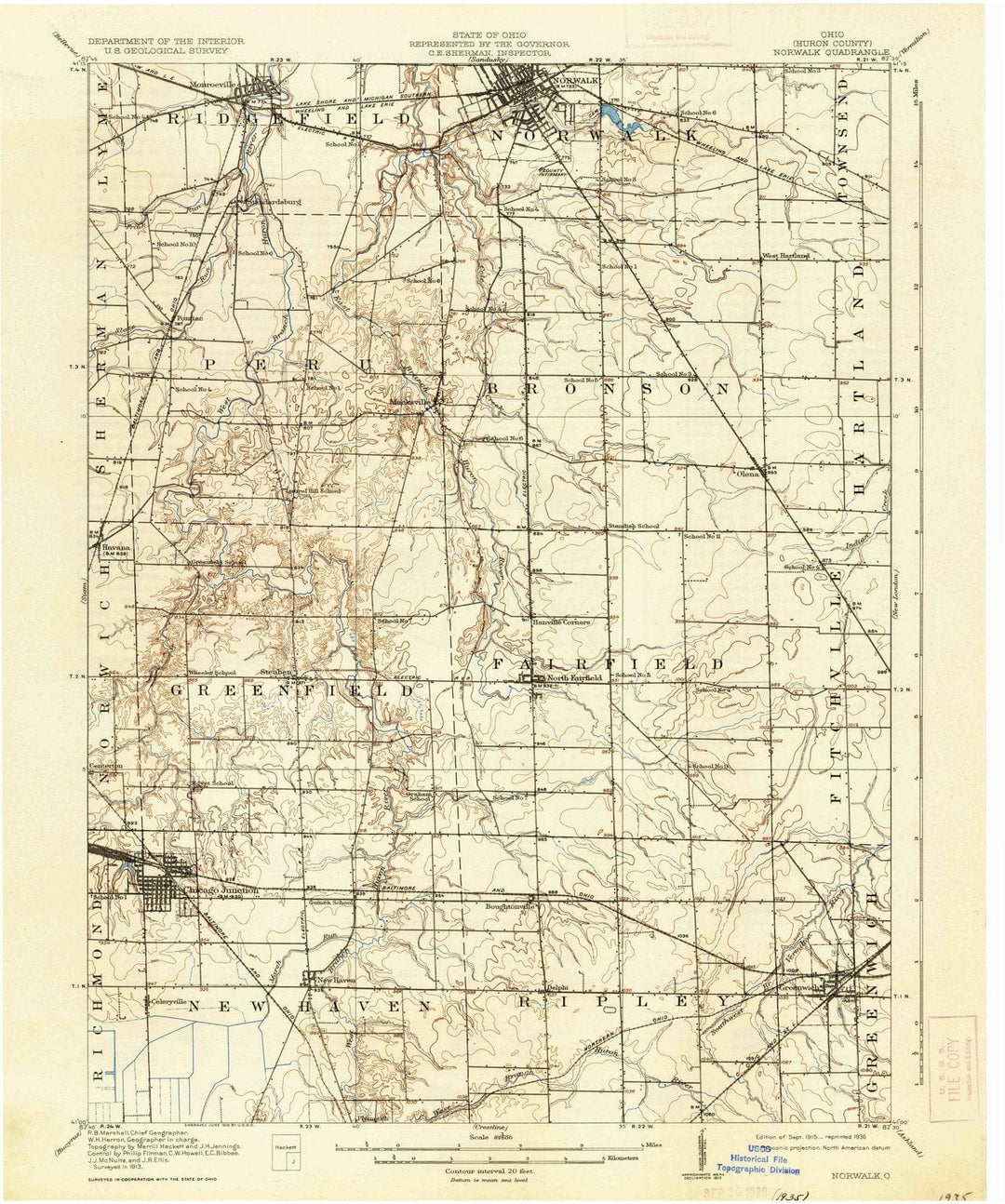 1915 Norwalk, OH - Ohio - USGS Topographic Map