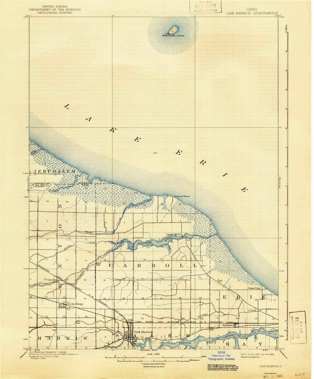 1900 Oak Harbor, OH - Ohio - USGS Topographic Map