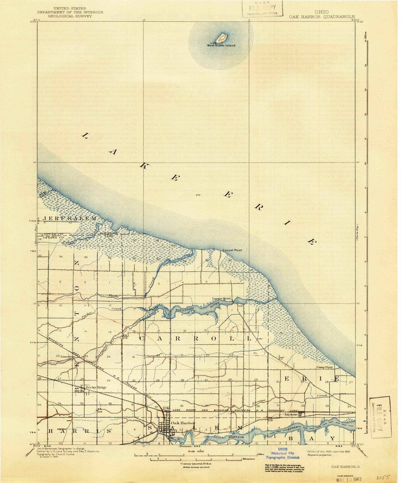 1900 Oak Harbor, OH - Ohio - USGS Topographic Map